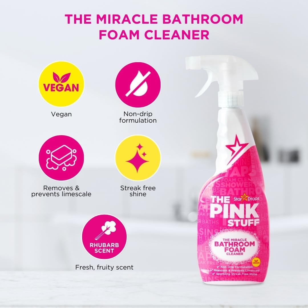 Versatile Foam Cleaner 750ml – The Pink Stuff for Sparkling Bathroom Surfaces