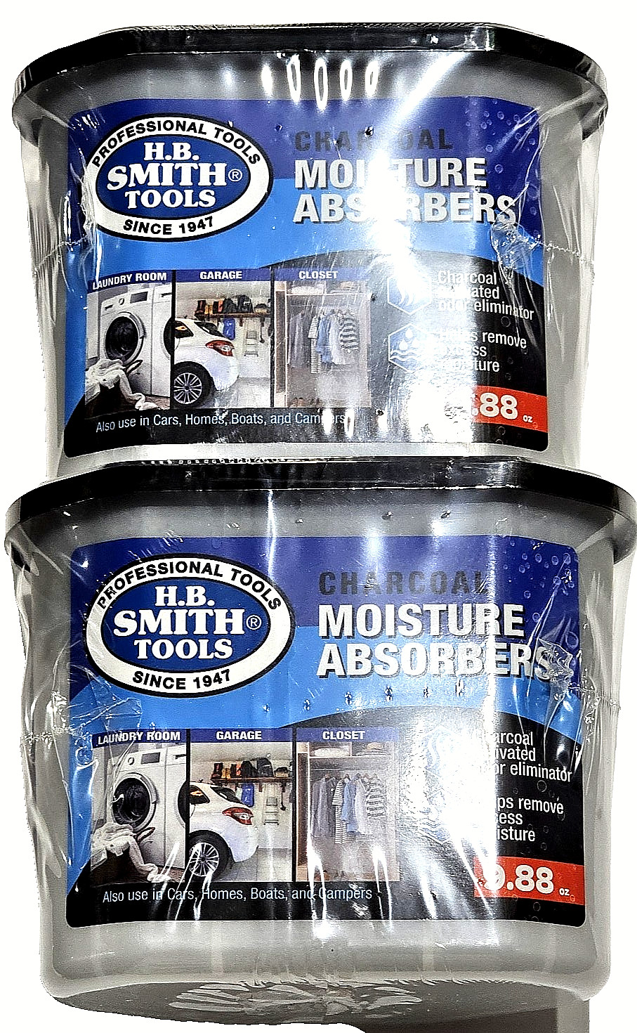 2 Pack H.B. Smith Tools Charcoal Moisture Absorbers Odor Eliminator 9.88oz