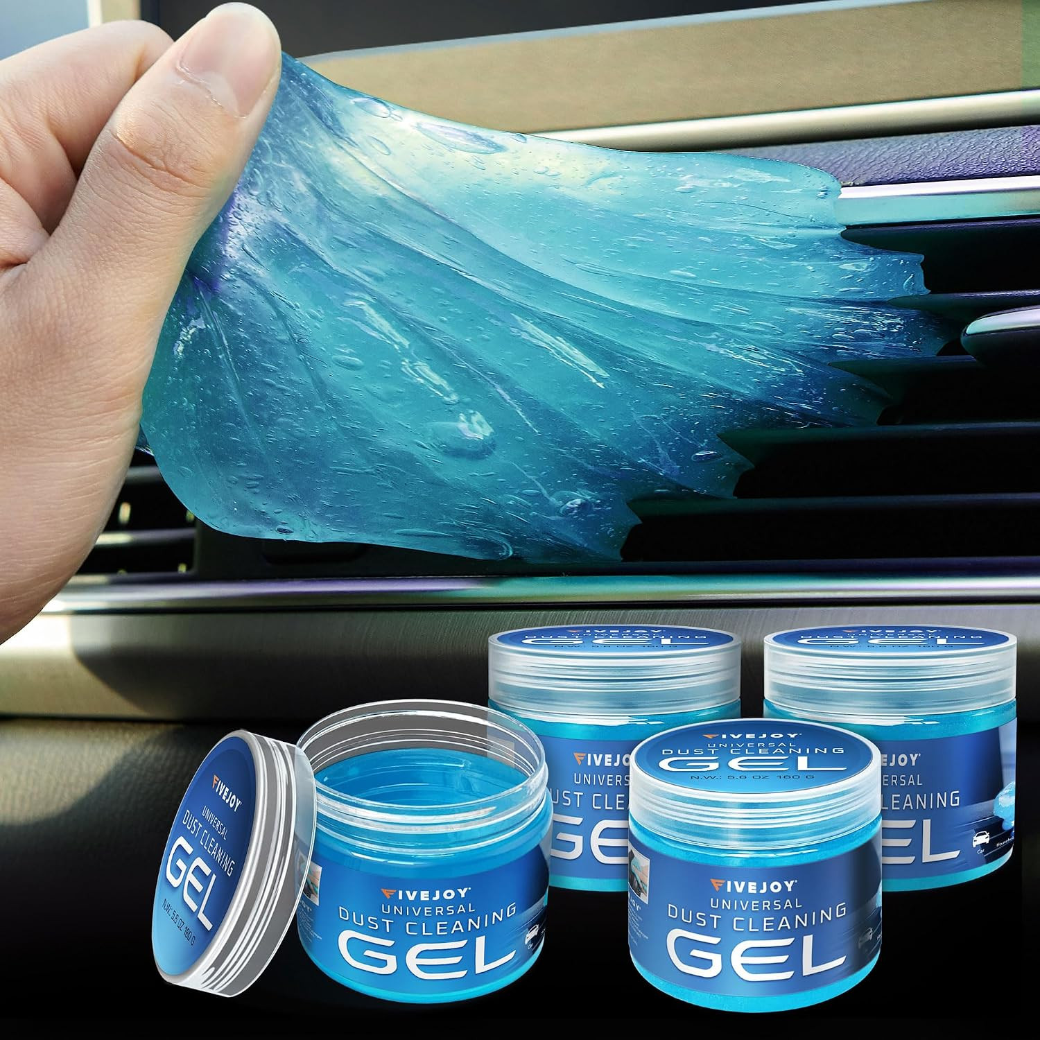 Car Cleaning Gel Detailing Putty 4-Pack, Interior Dust Cleaner (Blue)