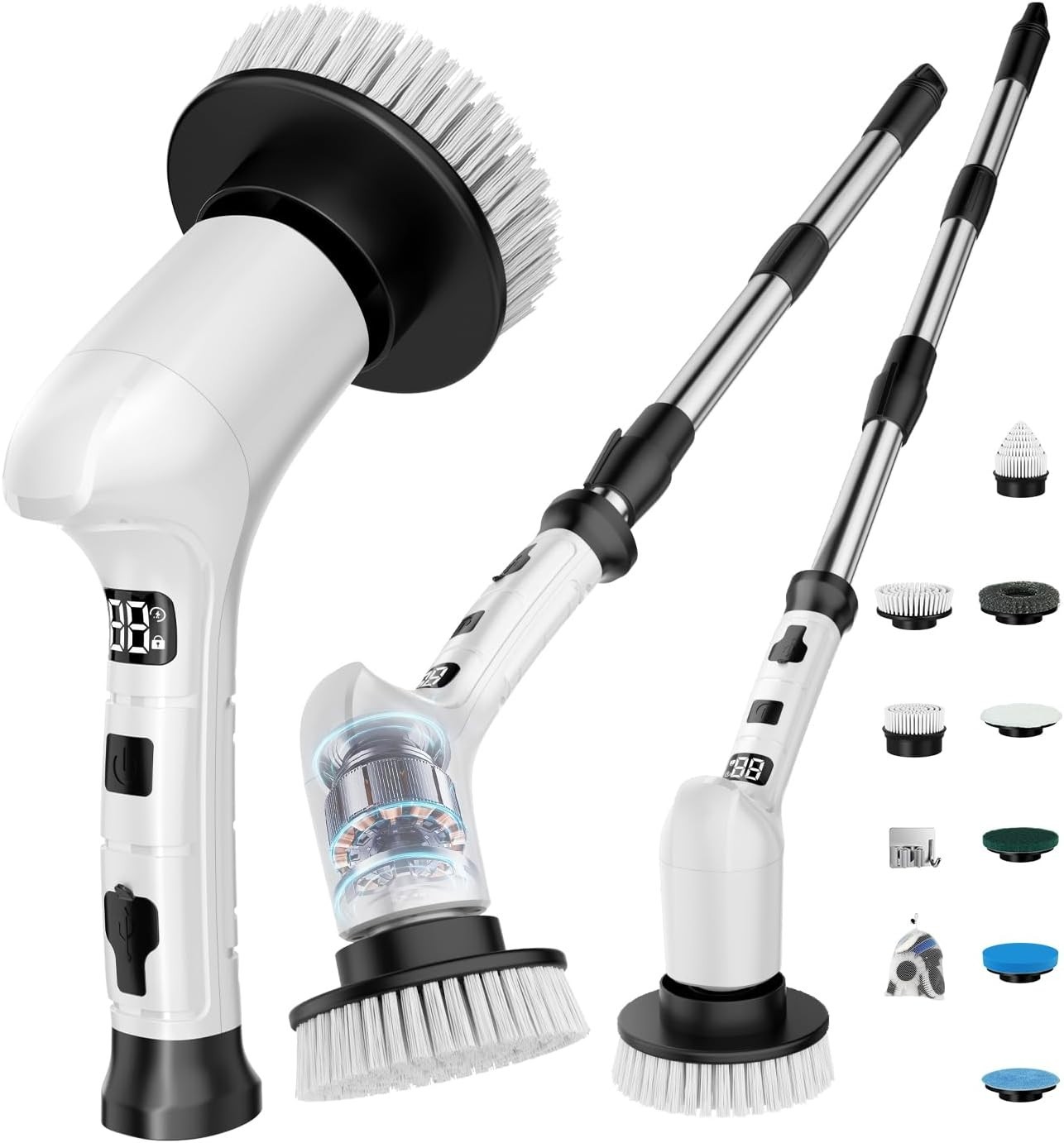 Electric Spin Scrubber for Cleaning Bathroom,Cordless Power Shower White