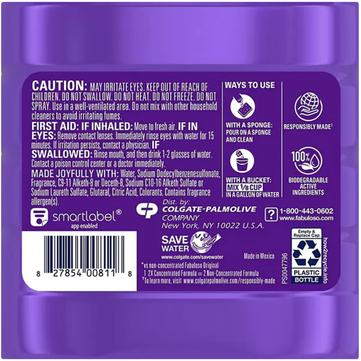 Fabuloso Multi-Purpose Cleaner, 2X Concentrated Formula, Lavender Scent, 210 oz.