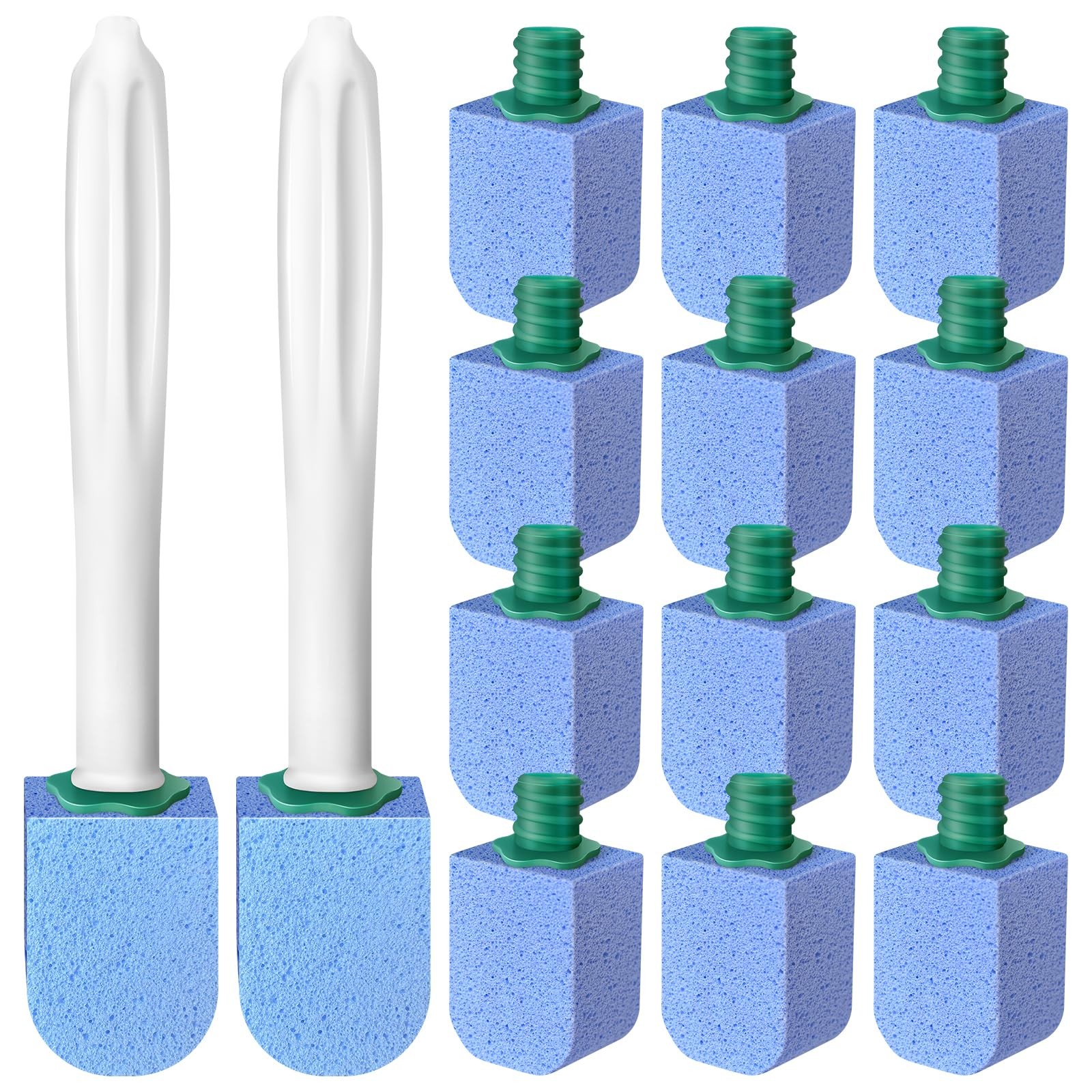 12pcs Pumice Stone Set with 2pcs Long Handle Brush, Cleaning Block for Bathtu…