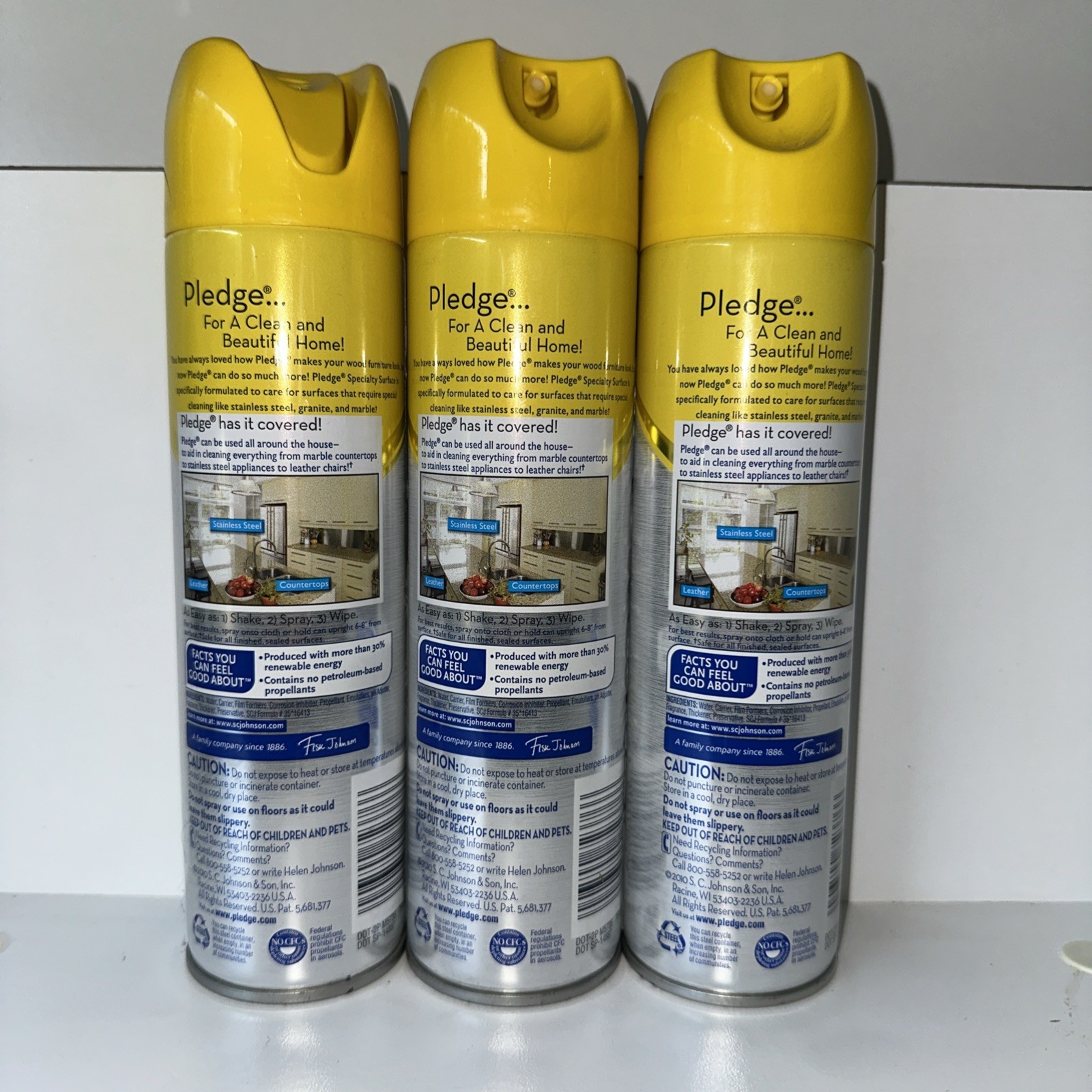 Pledge Specialty Surfaces Stainless Granite Stone Clean Scent Spray – 3 Cans