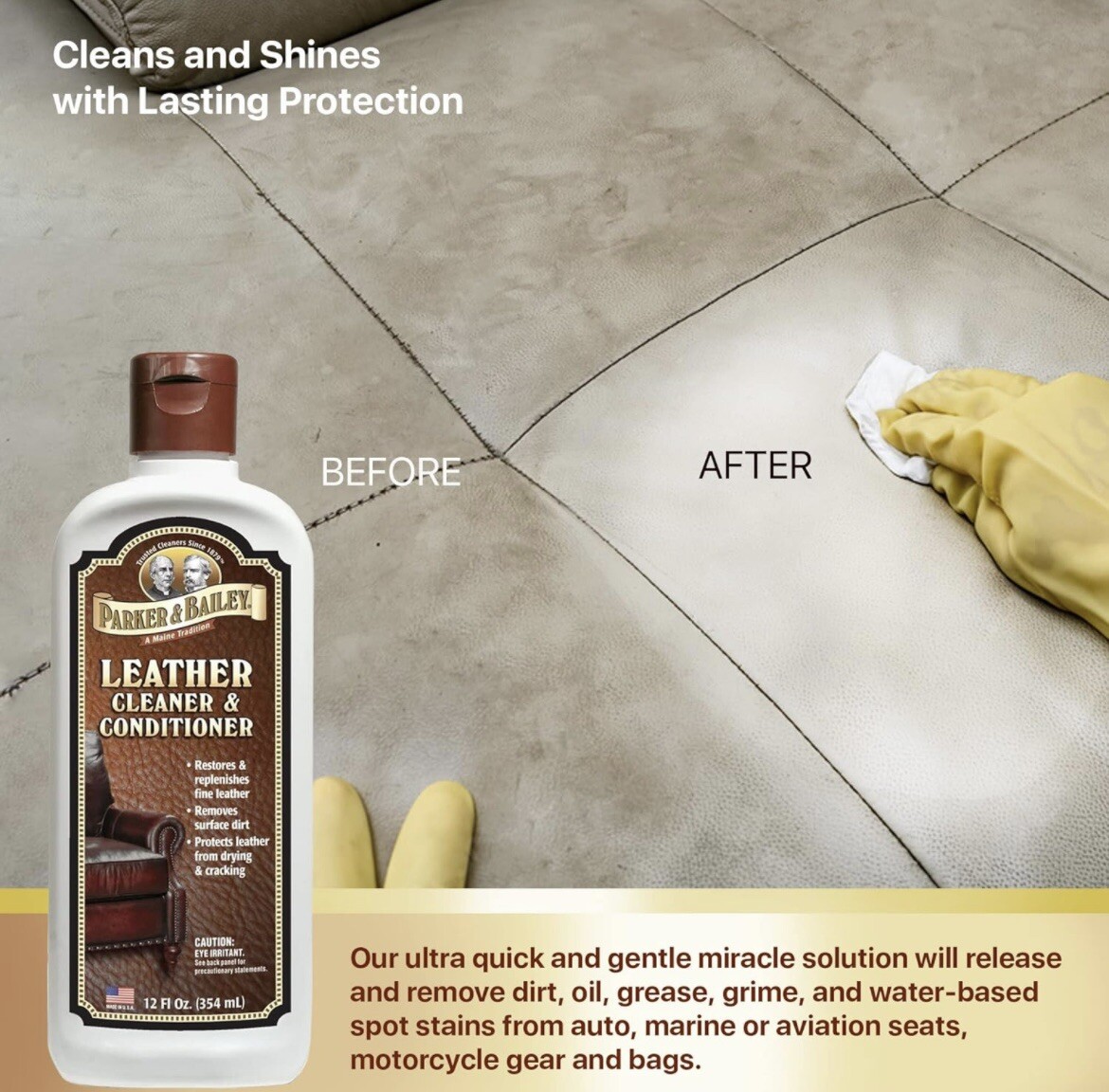 PARKER & BAILEY Leather Furniture Upholstery CLEANER & CONDITIONER 12oz