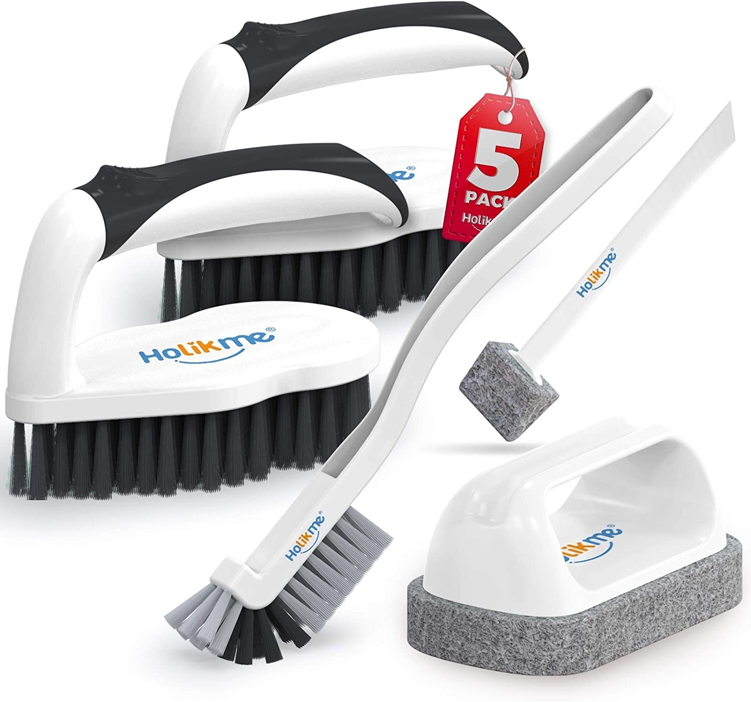 Holikme 5 Pack Deep Cleaning Brush Set, Scrub Brush Grout and Corner