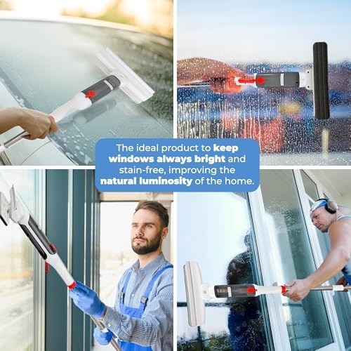 Window Cleaner Kit with Expandable Sprayer & Squeegee – Quick Drying for Glass,