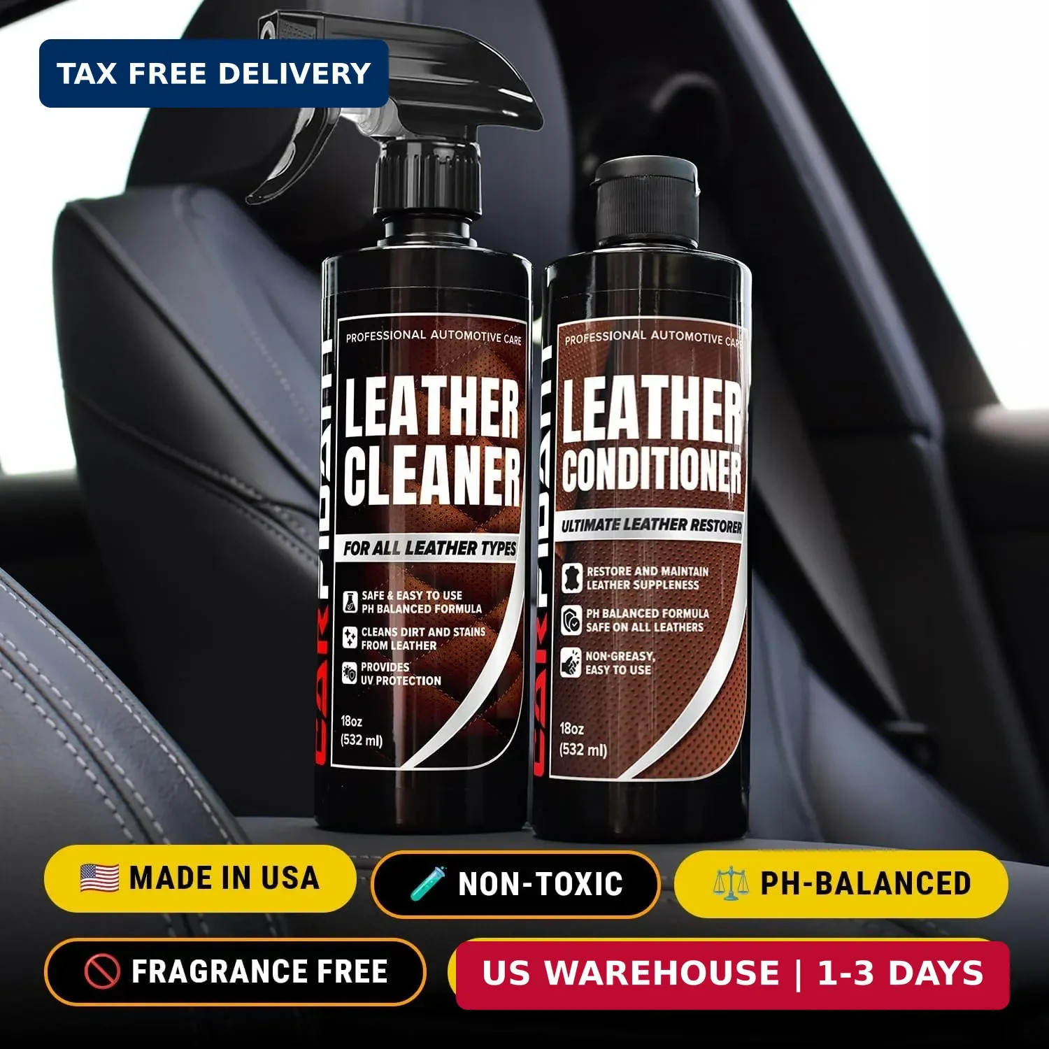 Car Leather Cleaner and Conditioner – pH Neutral, Non-Toxic & Non-Greasy – Gentl