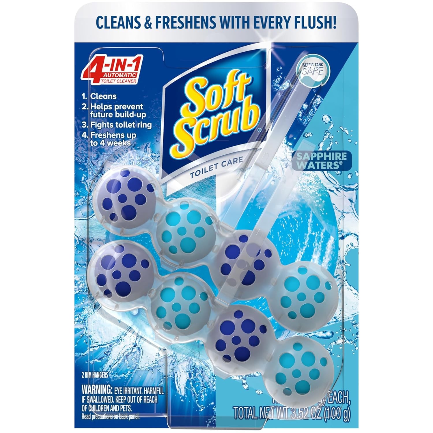 Soft Scrub 4 in 1 Toilet Bowl Cleaner Rim Hanger 2 Count Bathroom Cleaning