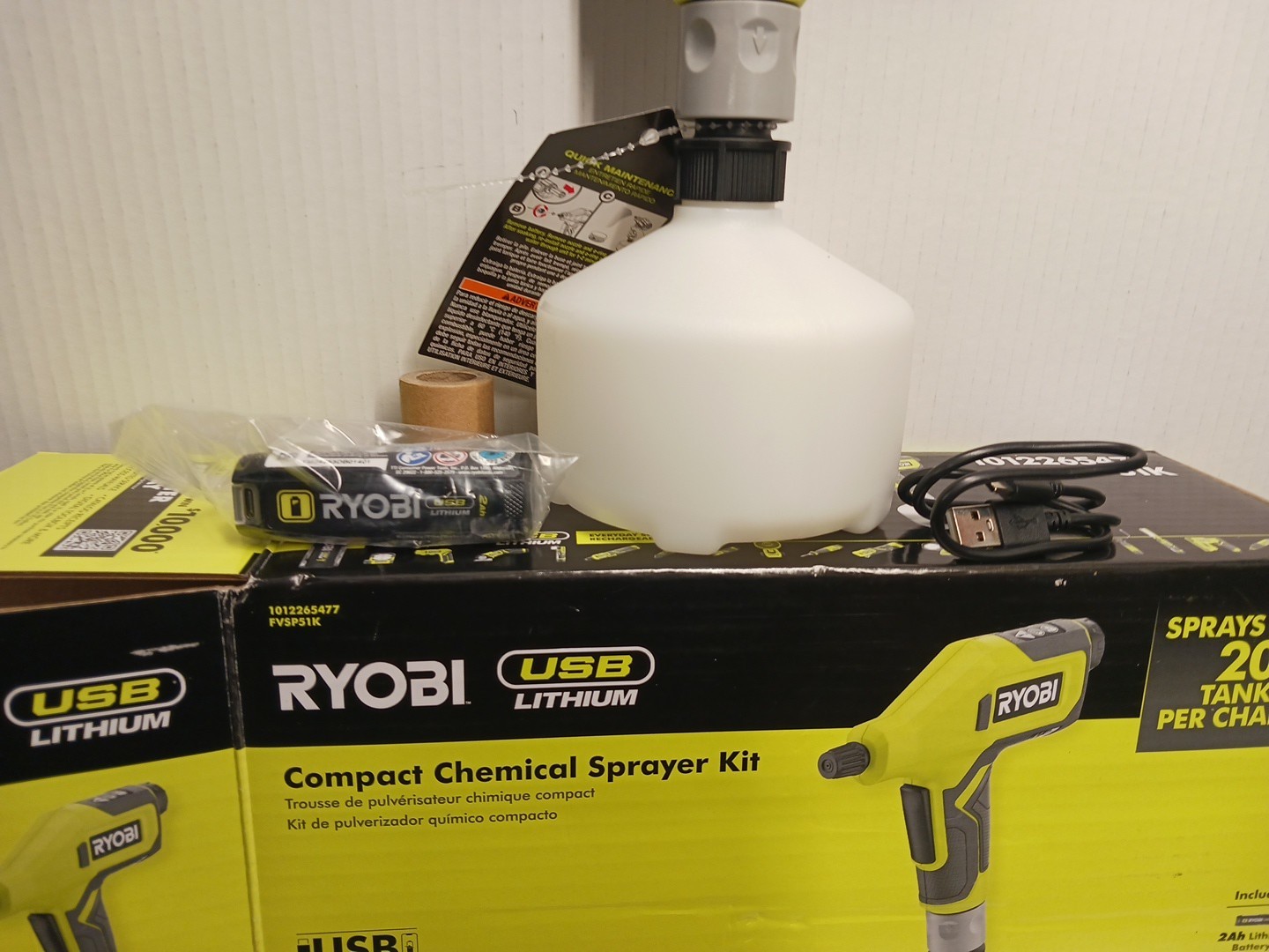 USB Lithium Cordless Compact Sprayer with 2.0 Ah Battery and Charging Cable