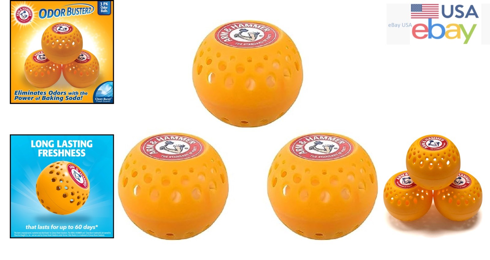 Arm & Hammer Deodorizer Odor Busterz – Clean Burst 3 Count, 60 Days Freshness