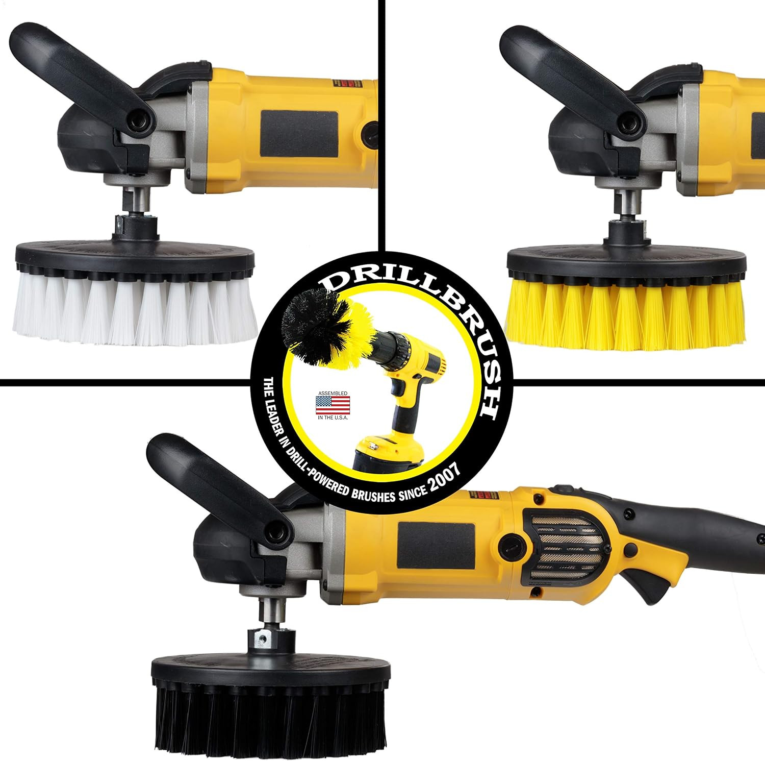 7 Inch Variety Cleaning Kit for Variable Speed Polisher – Big Cleaning Brushes