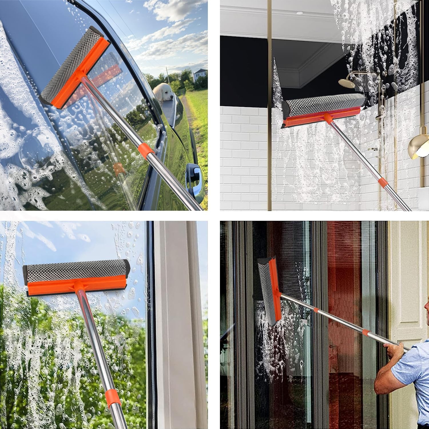 62 Inch Telescopic Window Squeegee Cleaner Window Washing Equipment for Home Car