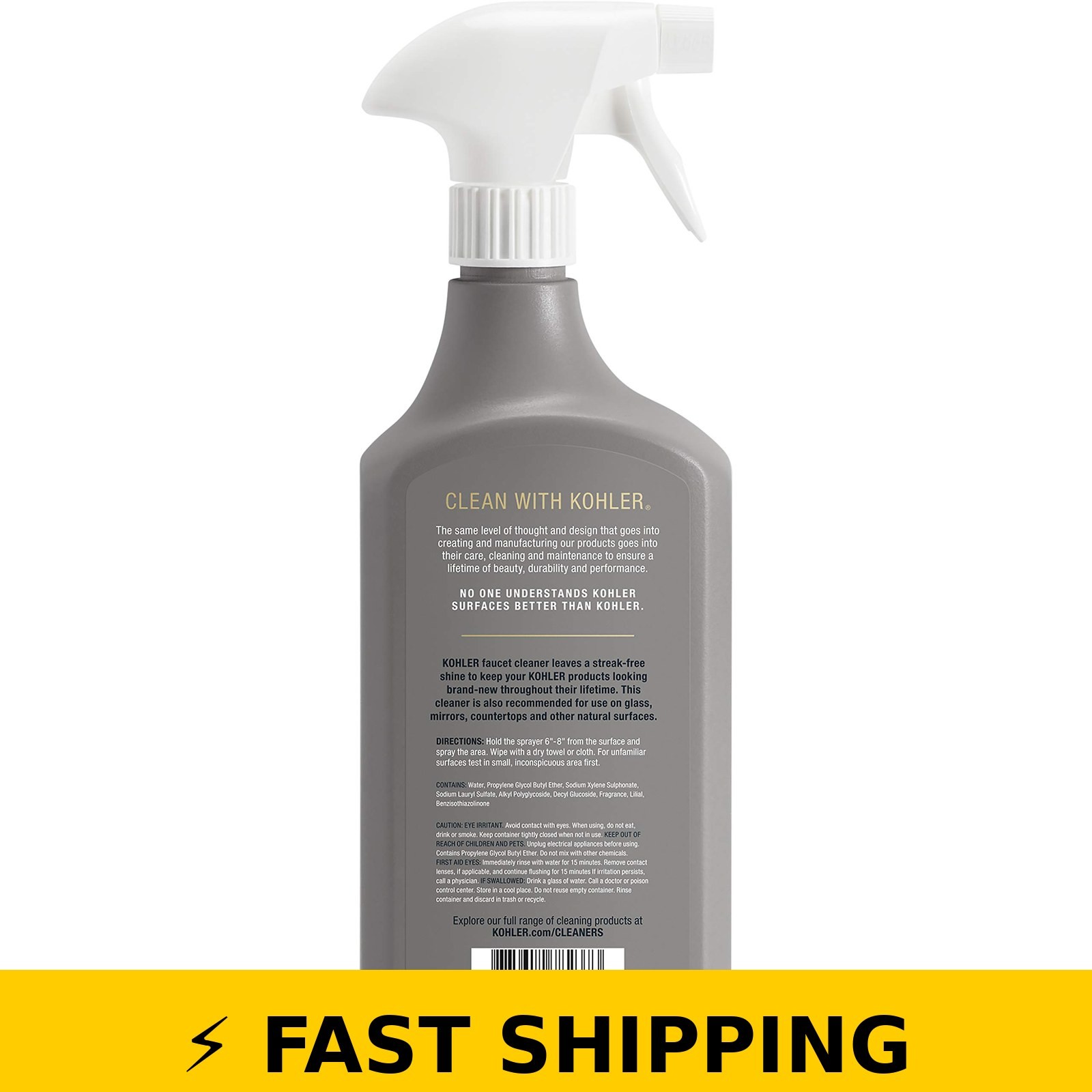Kohler Faucet Cleaner, 28 FL Oz – Streak Free Shine, Ammonia Free
