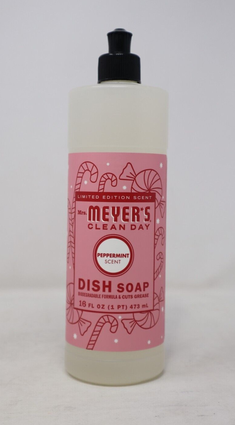 Mrs. Meyer’s Clean Day Dish Soap, Peppermint Scent, 16 Ounce Bottle, 3-Pack