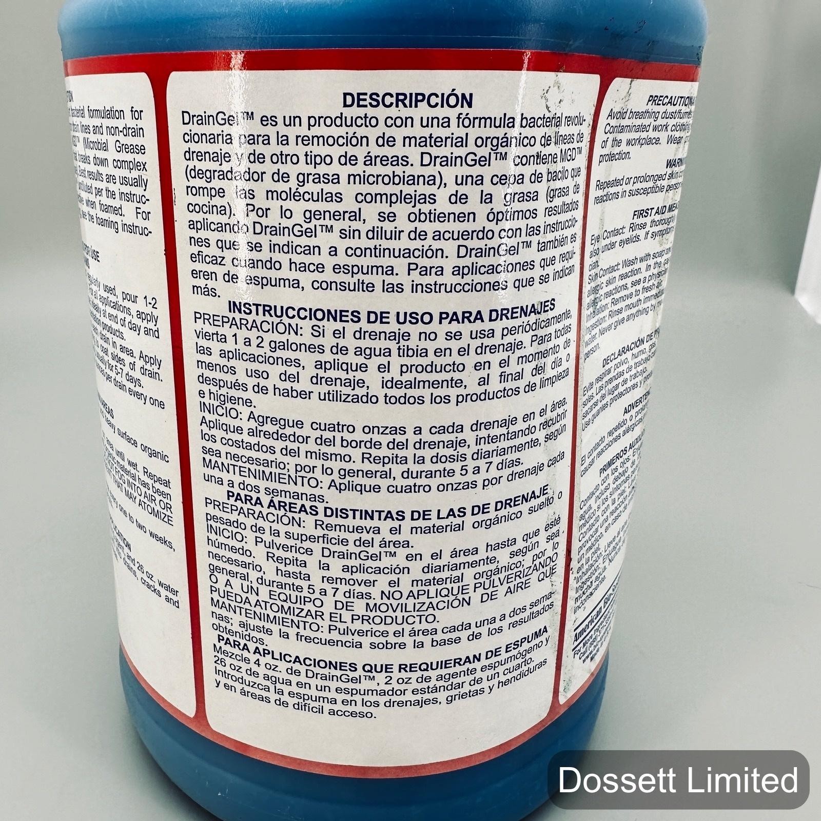 DrainGel Bacterial Drain Clog Remover 1 Gallon Gel Heavy Duty Grease Cleaner