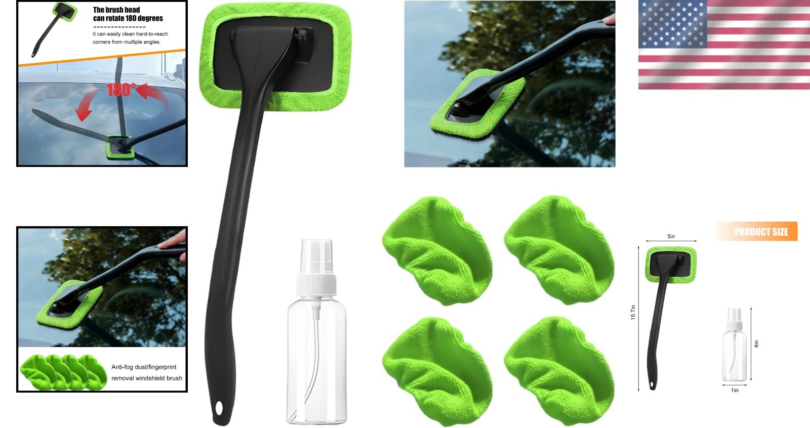 Universal Fit Car Windshield Cleaner: Microfiber Pads & Spray Bottle Included