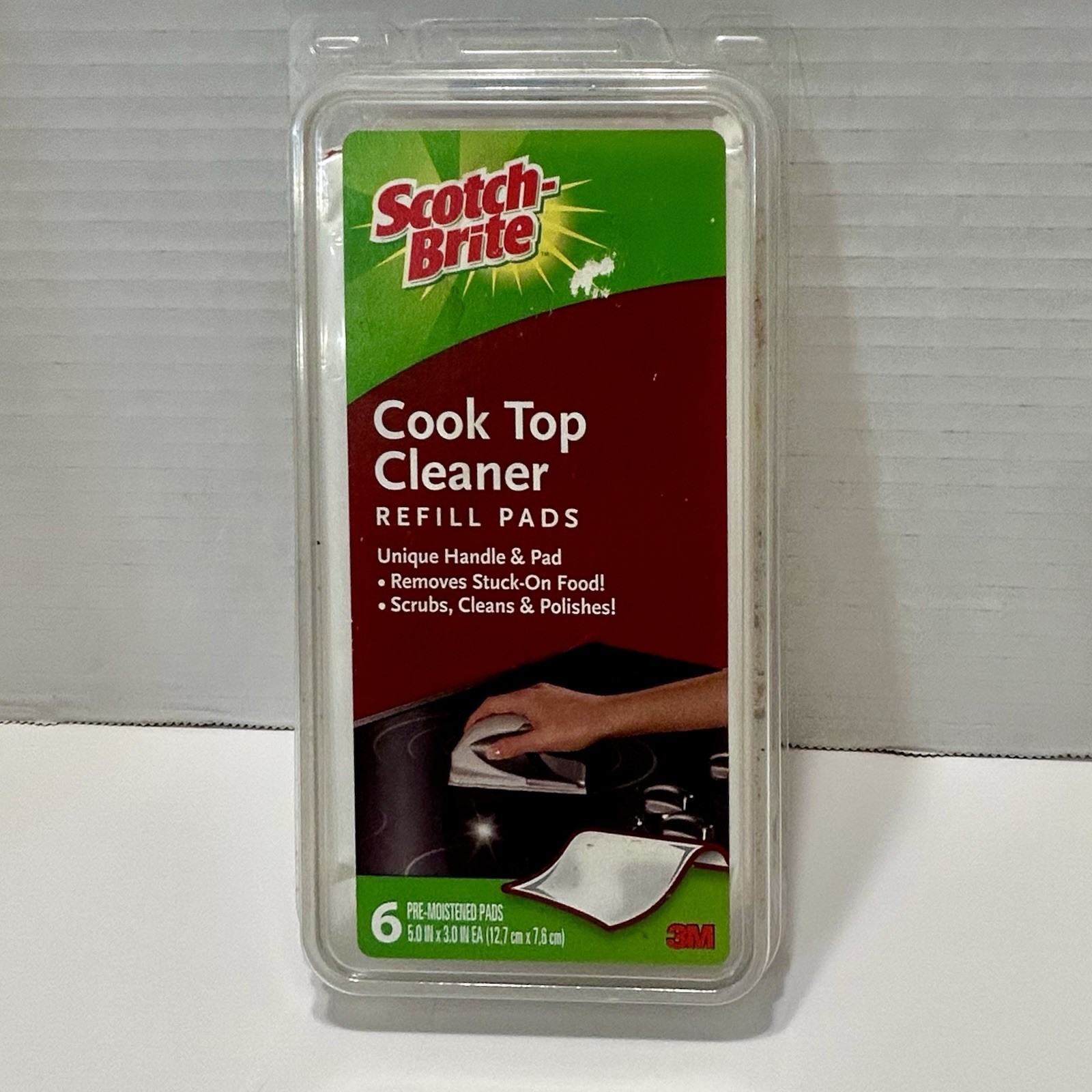 NEW Scotch-Brite 3M Cook Top Cleaner Refill Pads 6-Pack Pre-Moistened Pads.