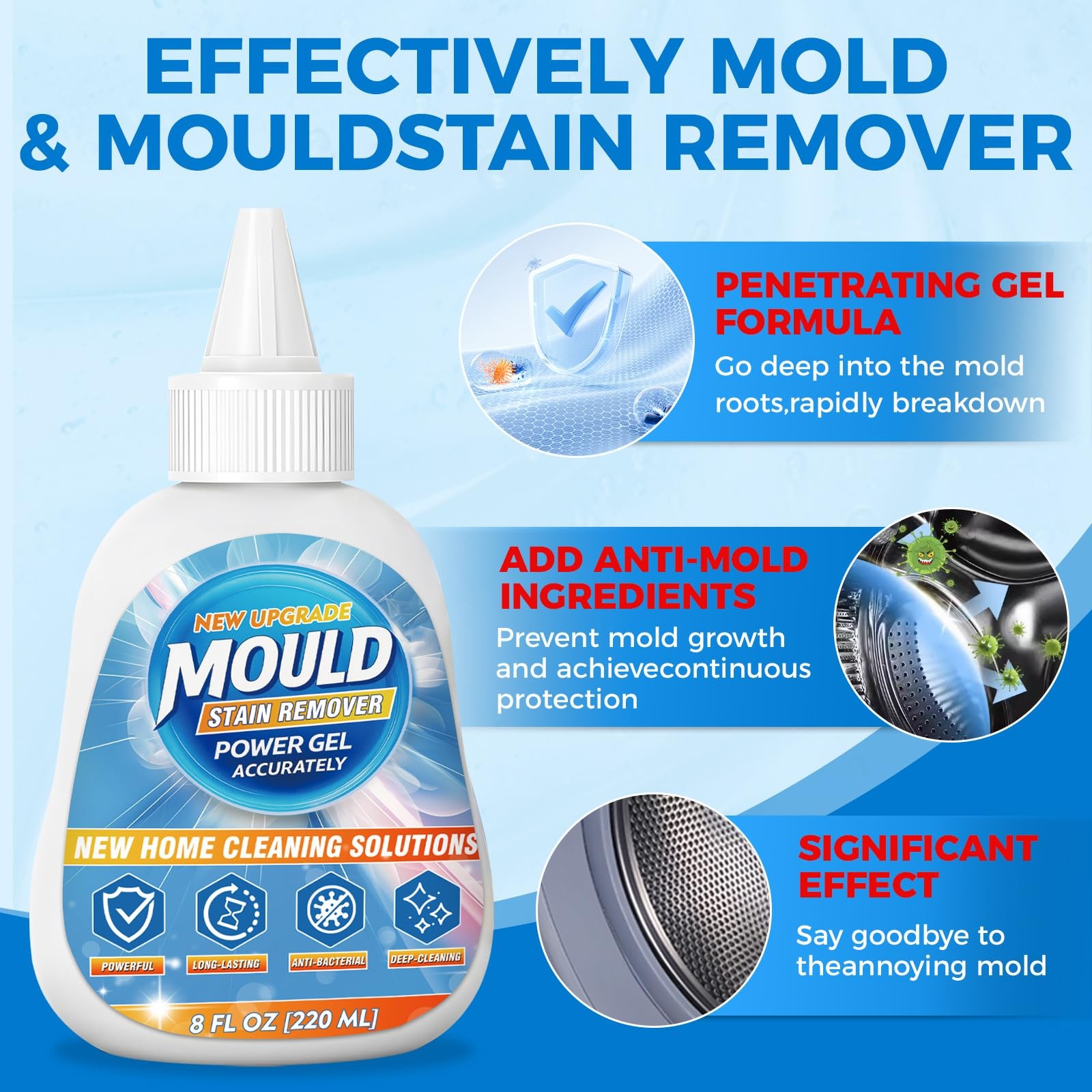 Mold Stain Remover Gel for Washing Machine & Bathroom 8 Fl Oz