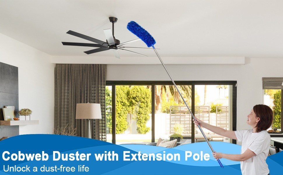 Microfiber Ceiling Fan Duster-Cobweb Cleaner Brush Kit TelescopicPole Extension