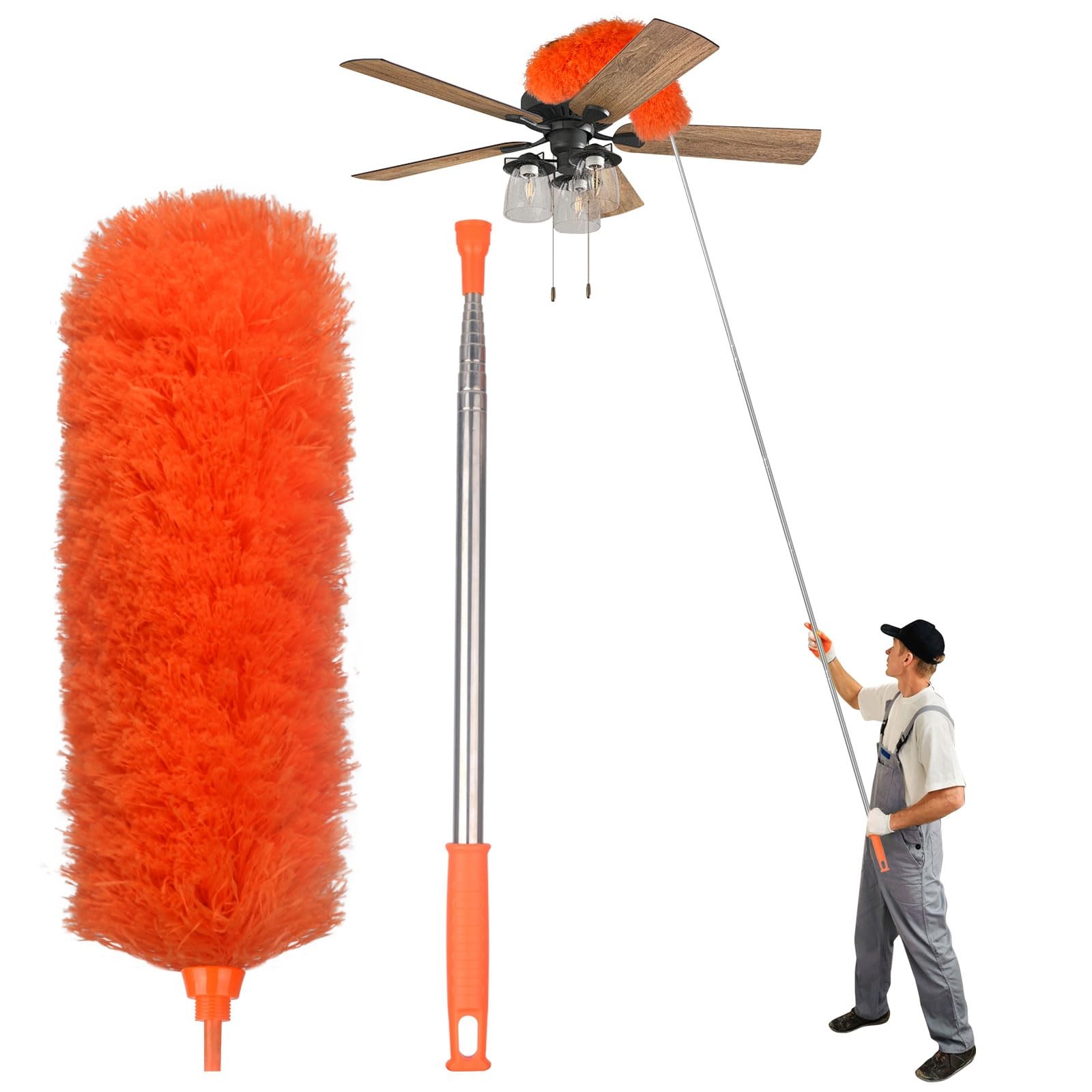 Microfiber Feather Duster Extendable Duster with 30” to 100” Telescoping Ex…
