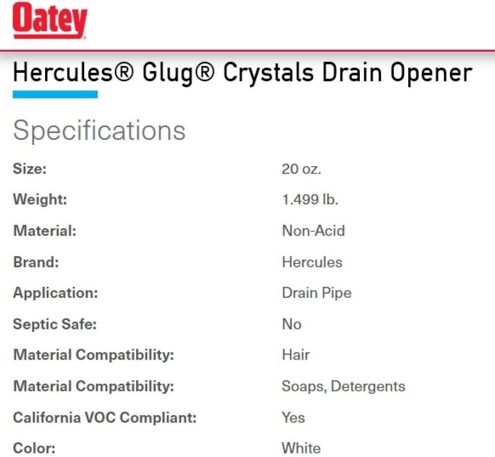 20410 Hercules Glug Crystals Drain Opener 20 oz Pack of 3