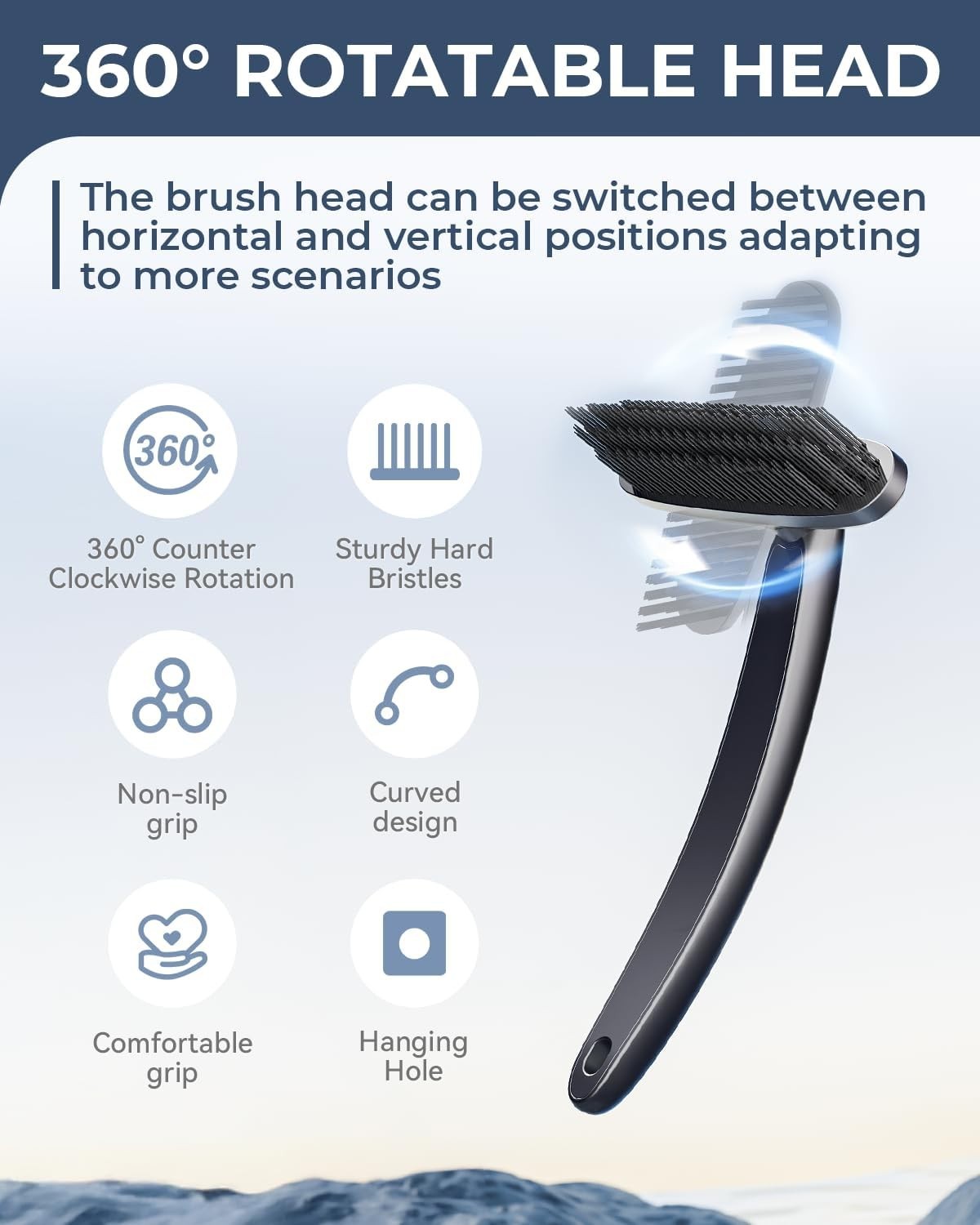 New Grout Cleaner Brush with Rotating Handle, for Tile Floors, Shower, V Shape