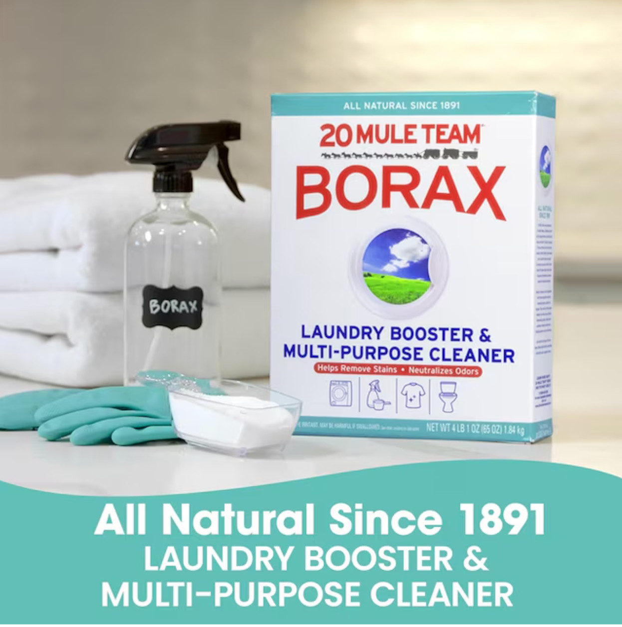 20 Mule Team 65oz Laundry Booster Stain Remover 4 Pack Multi Purpose