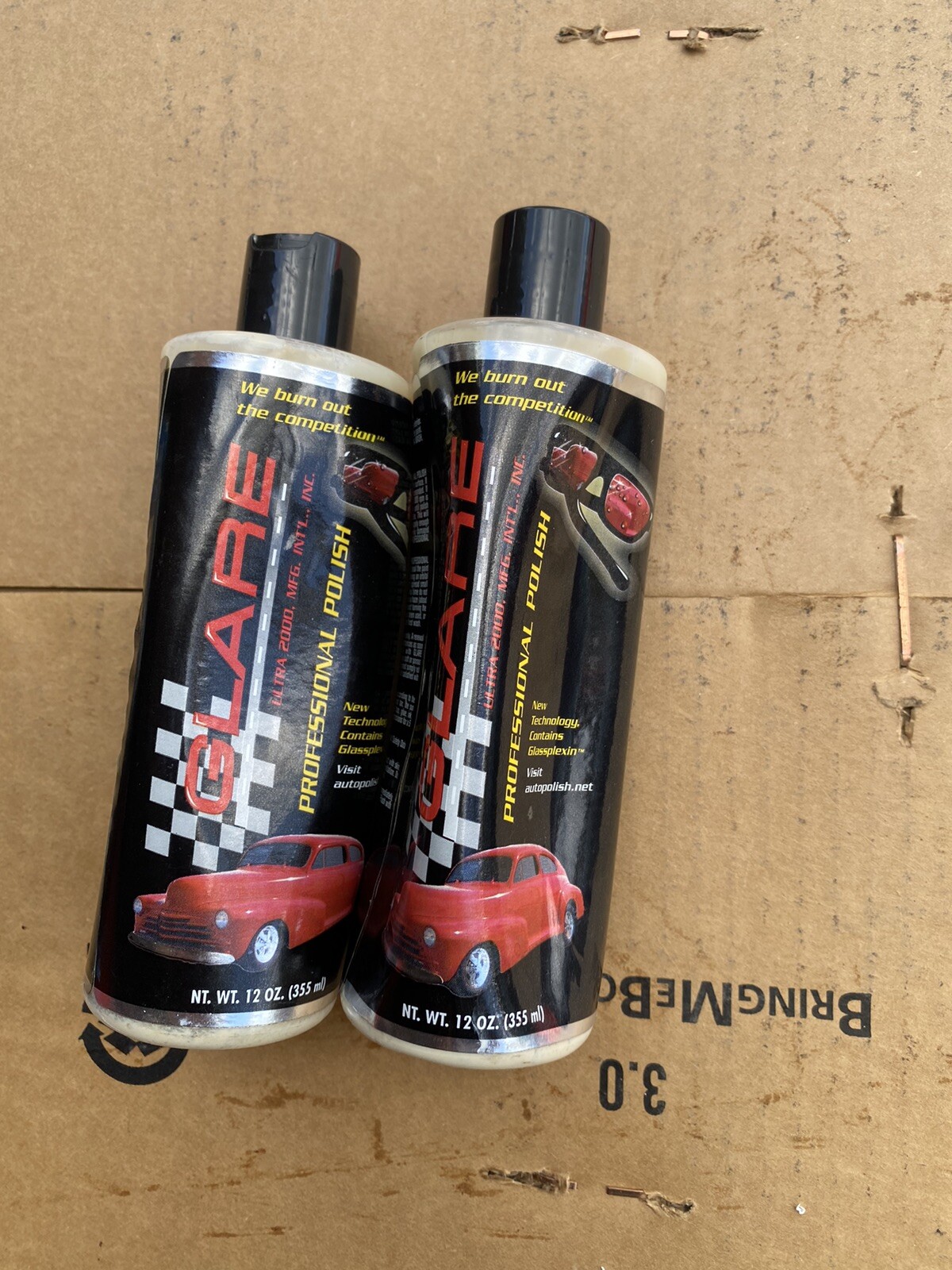 GLARE Ultra 2000 PROFESSIONAL Auto POLISH Wax – 12OZ (2 Lot) Dented Bottle