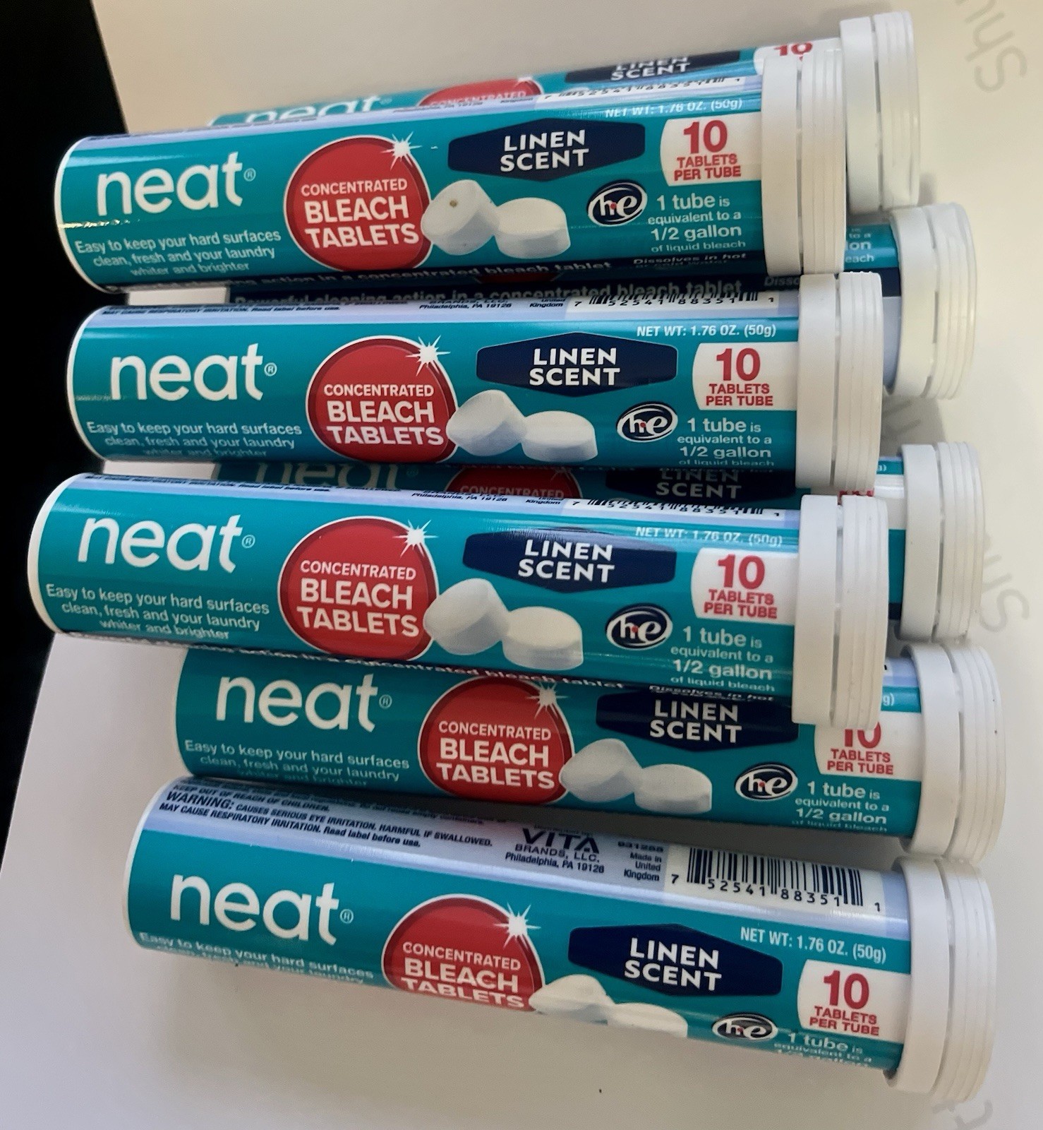 Neat Bleach Concentrated Tablets Linen Scent 80 CT(8×10) Laundry/Surface Cleaner