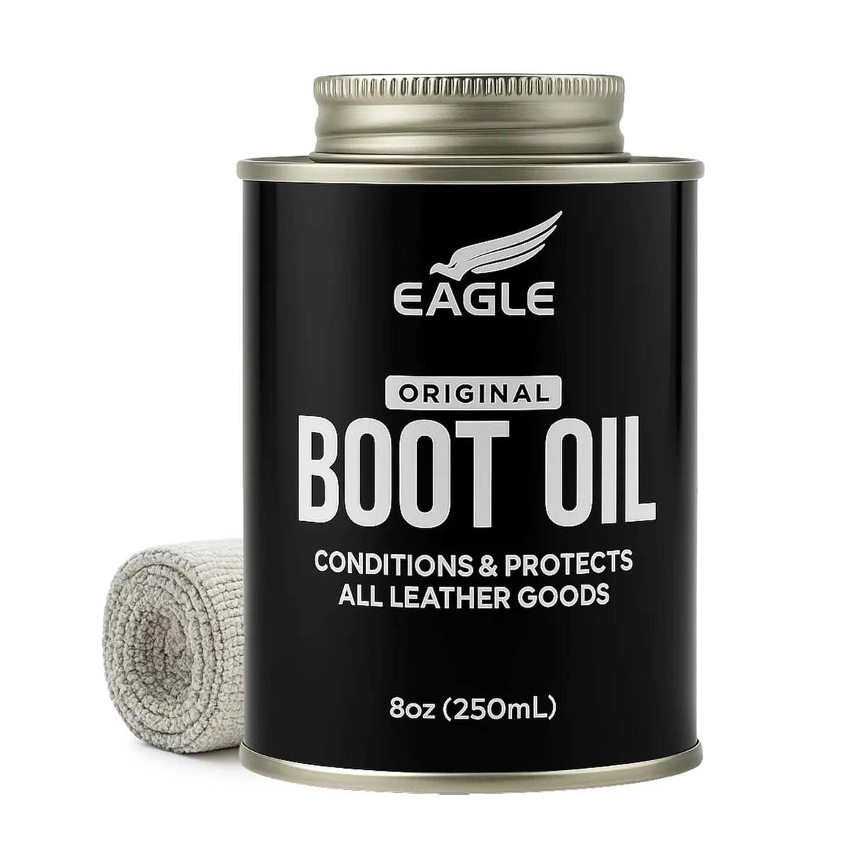 Eagle Leather Boot Oil 8.45oz w/ Applicator & Towel for Boots Bags Jackets