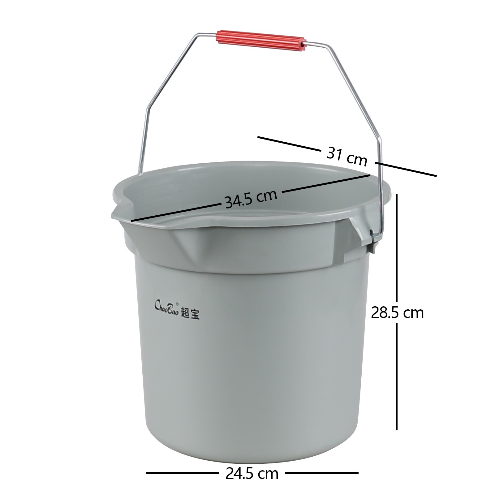 Cand 3.5 Gal Heavy Duty Commercial Plastic Cleaning Bucket Pail w/ Handle, 4Pack