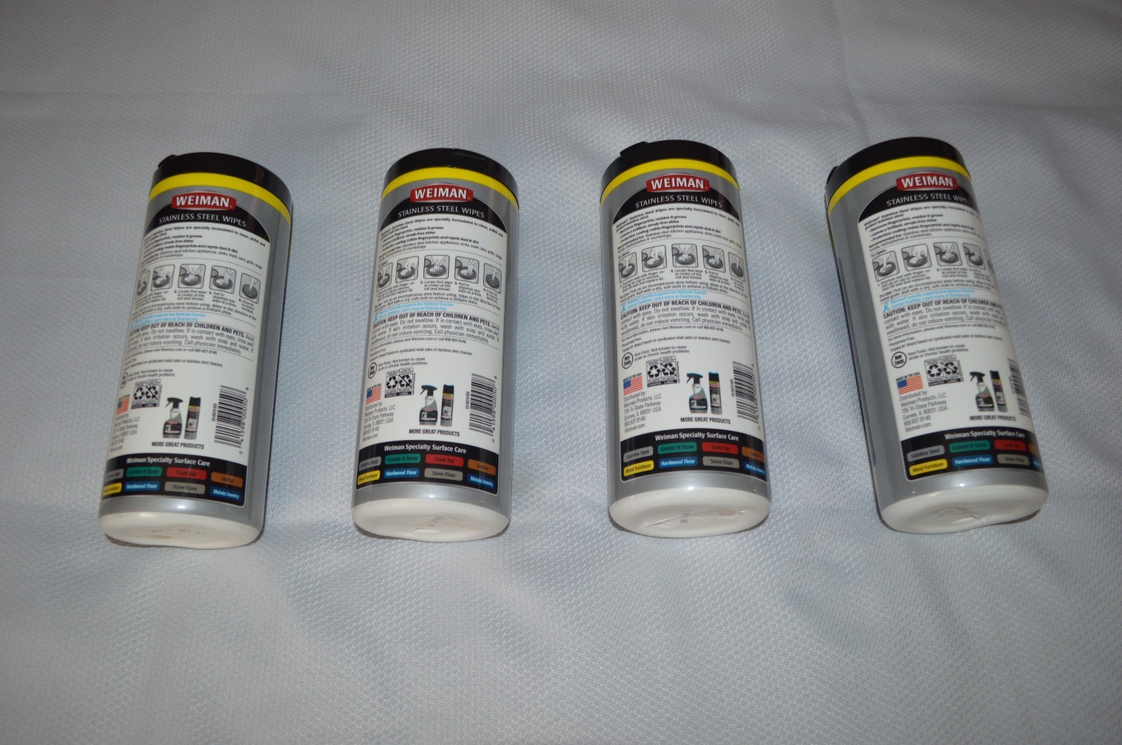 WEIMAN PRODUCTS ~ STAINLESS STEEL WIPES ~ (PACK OF 4) ~ 30 COUNT x 4 = 120 TOTAL