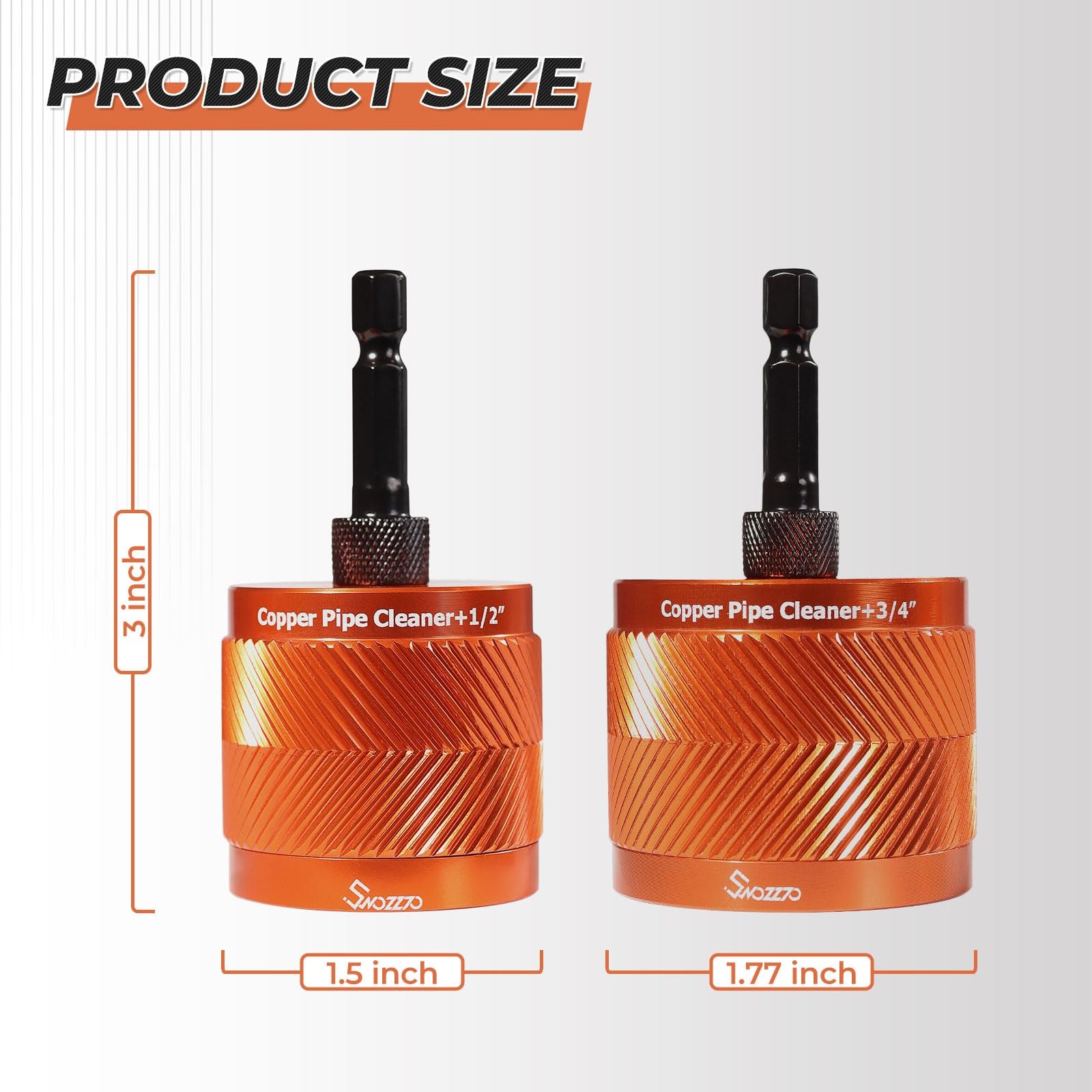 1/2″ & 3/4″ Metal Copper Pipe Cleaner Set,with 1/4 Hex Shank,Each Additional 2PC