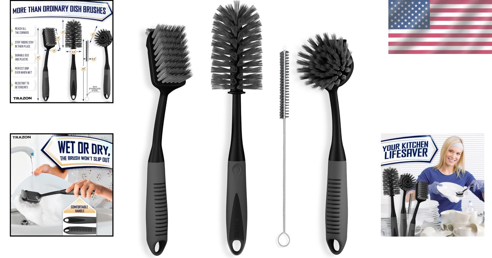 Luxury Kitchen Cleaning Brush Set of 4 – Ultimate Solution for Dishwashing Needs