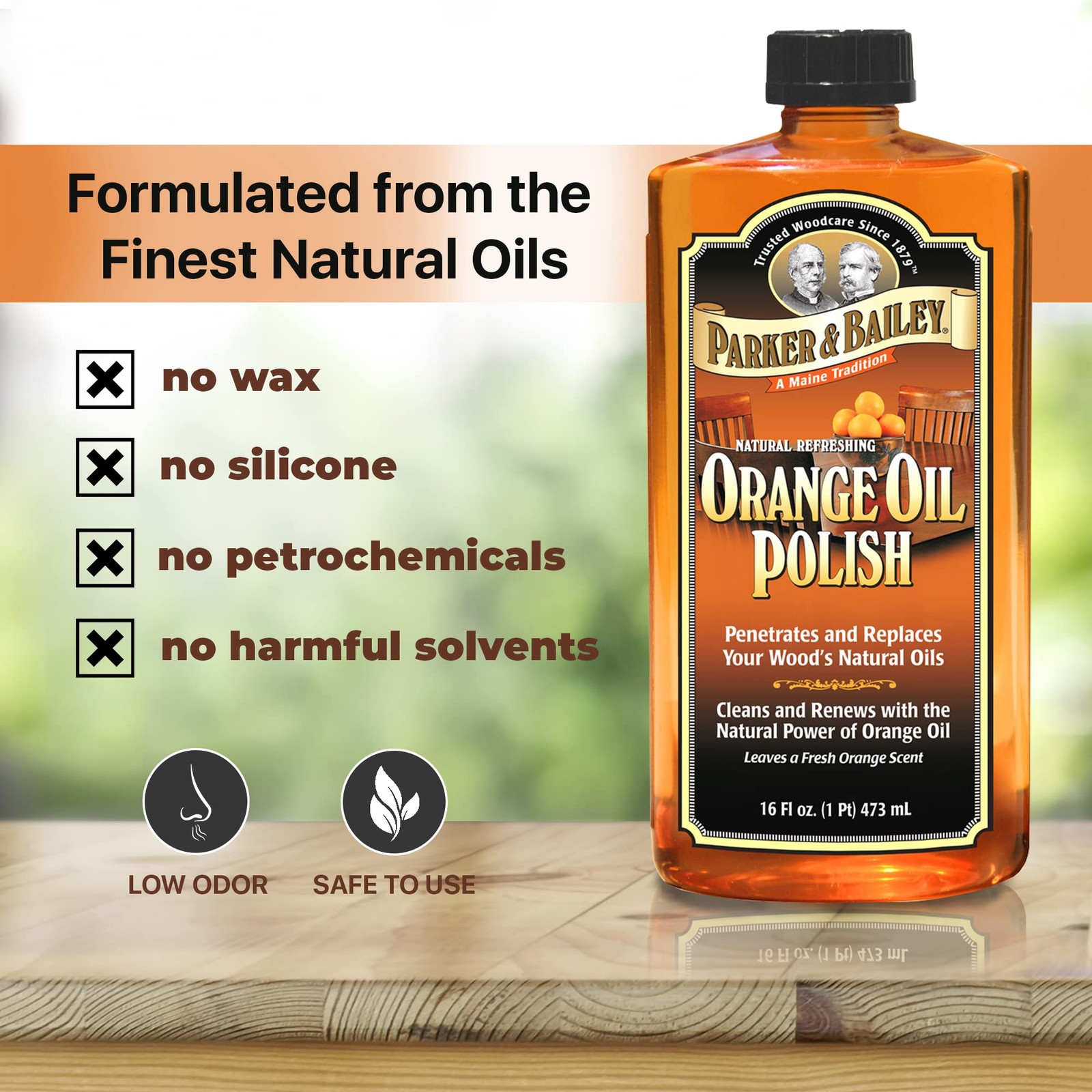 Orange Oil Polish, Natural Orange Scented Furniture Cleaner & Wood Table Clea…