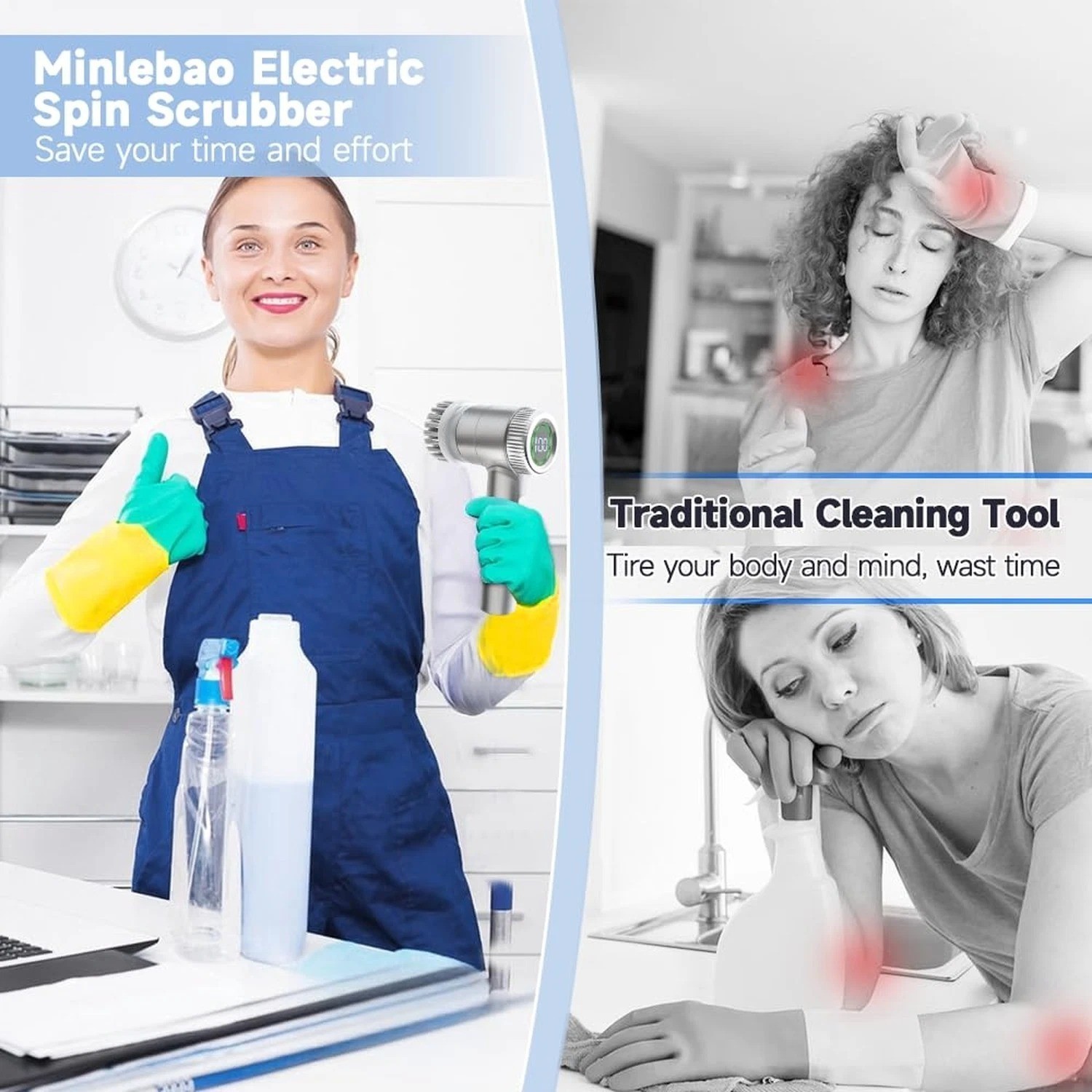 2024 5 Heads Electric Handheld Cordless Rechargeable Spinning Power Scrubber US