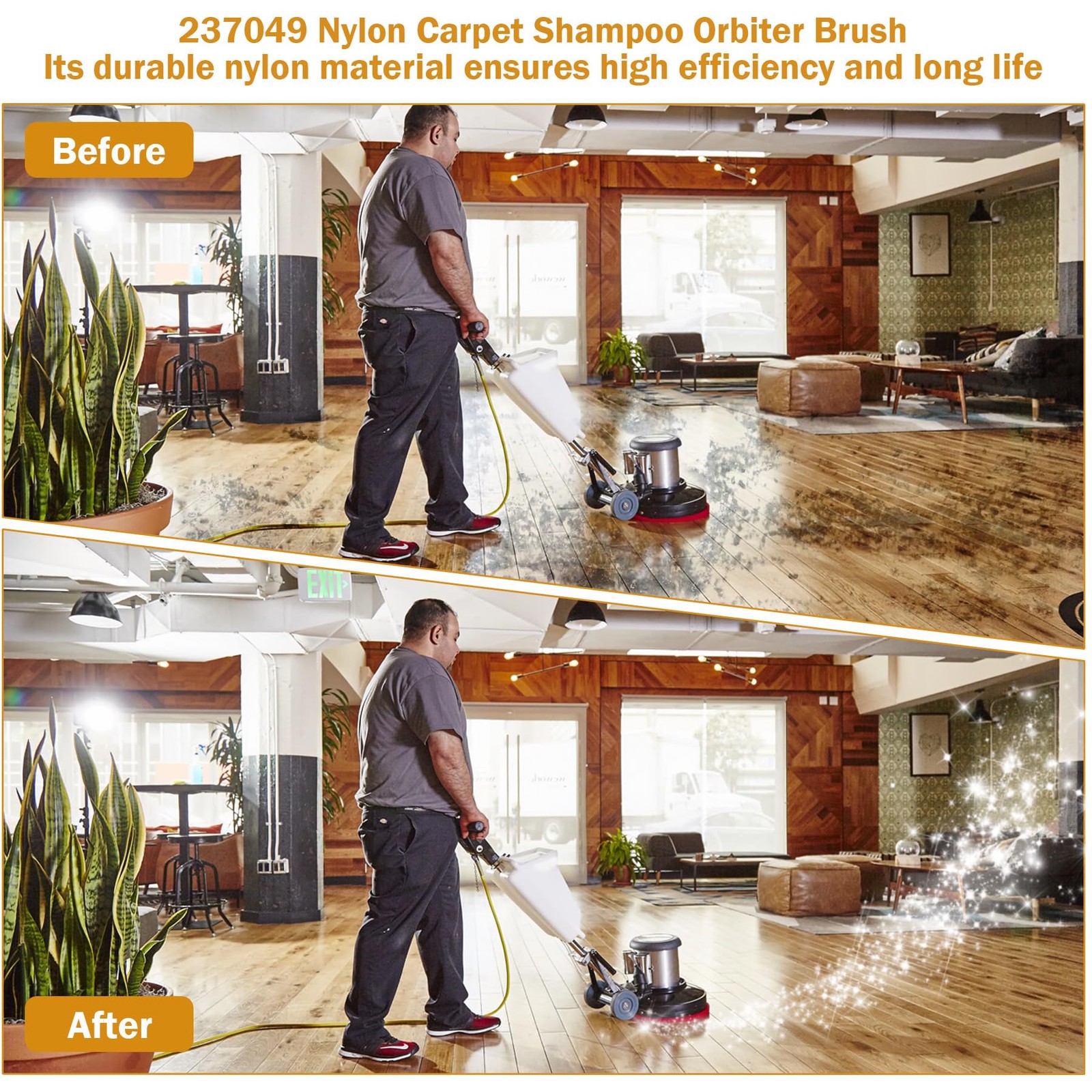 237047 Orbiter Orange Scrub Brush for ORB550MC Orbiter Floor Machine, Heavy-D…