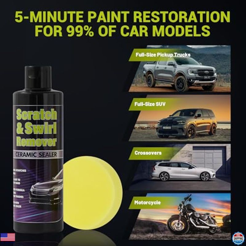 Car Scratch Remover Kit, Paint Repair & Polishing Compound, 8.4oz Gloss Shine