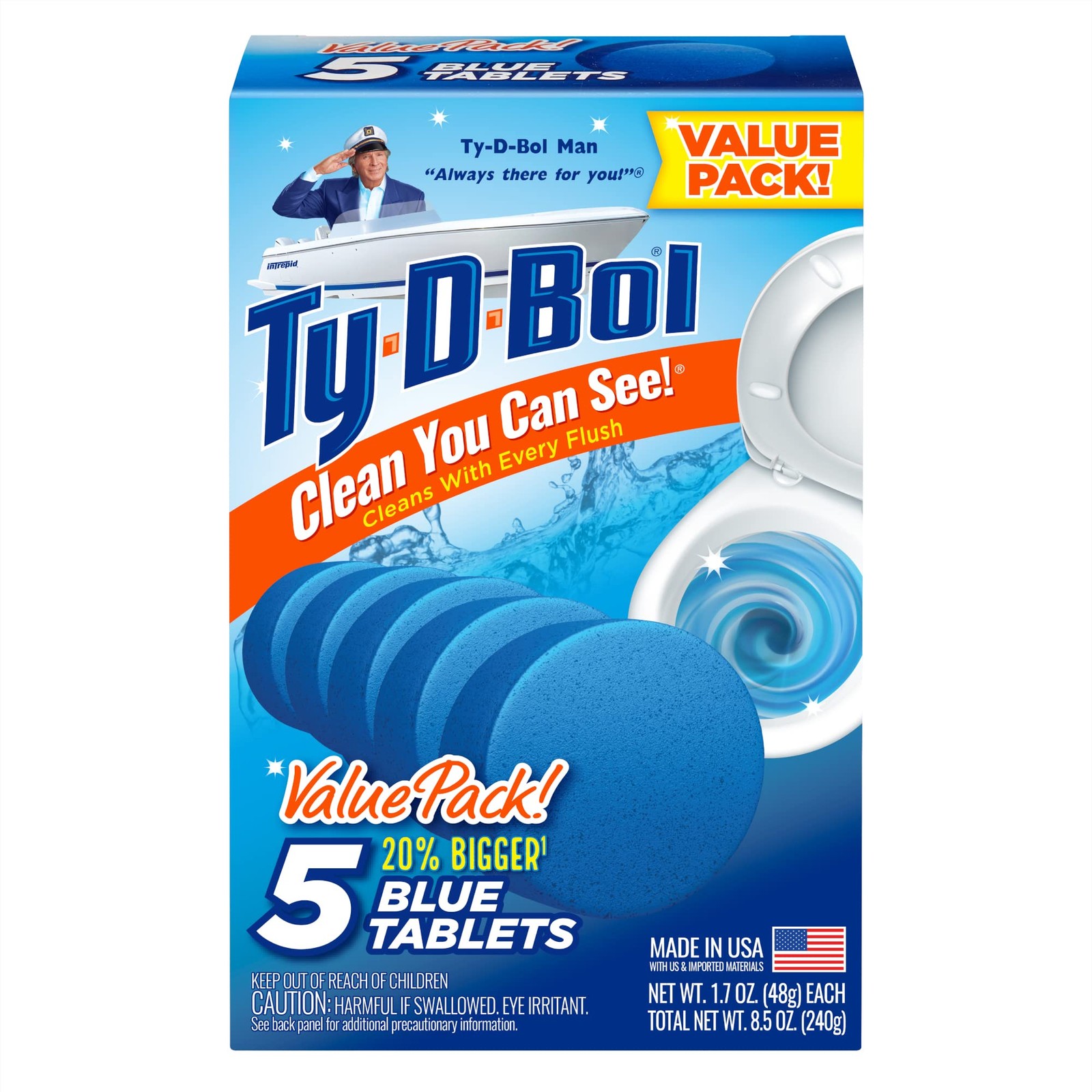 5 PCS Blue Tablets Toilet Bowl Cleaner Deodorizer Fresh Smelling Bathroom