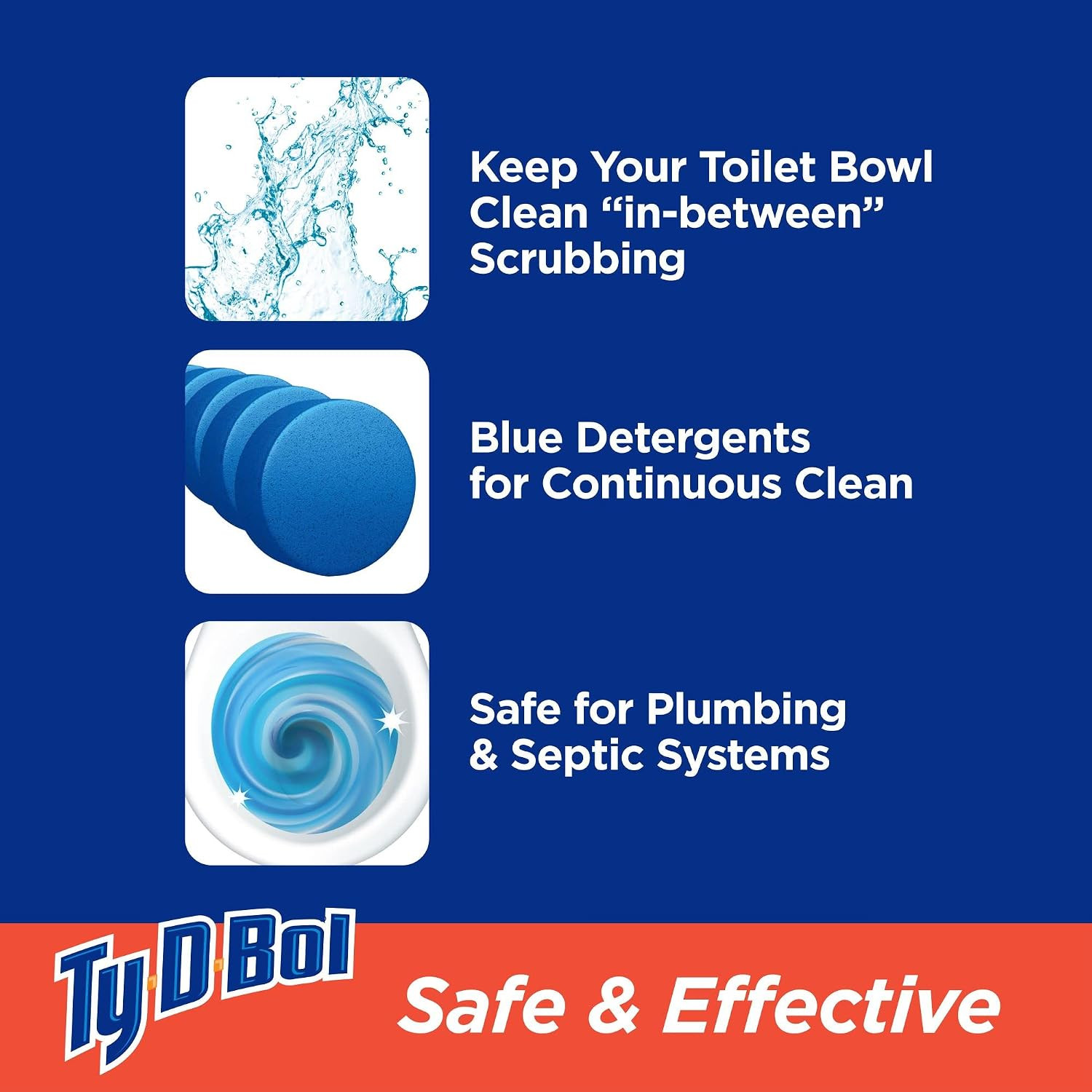 Ty-D-Bol Toilet Bowl Cleaner Tablets, Bleach-Free, 5 Pack | Automatic Drop-In, R