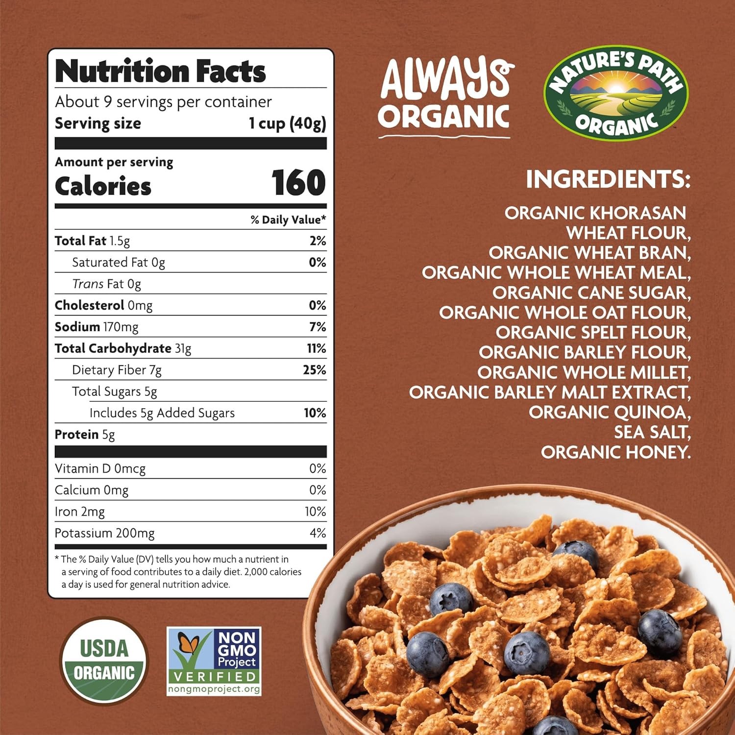 Nature’s Path Organic Heritage Flakes? Cereal, 32 oz (Pack of 6), Ancient Grai