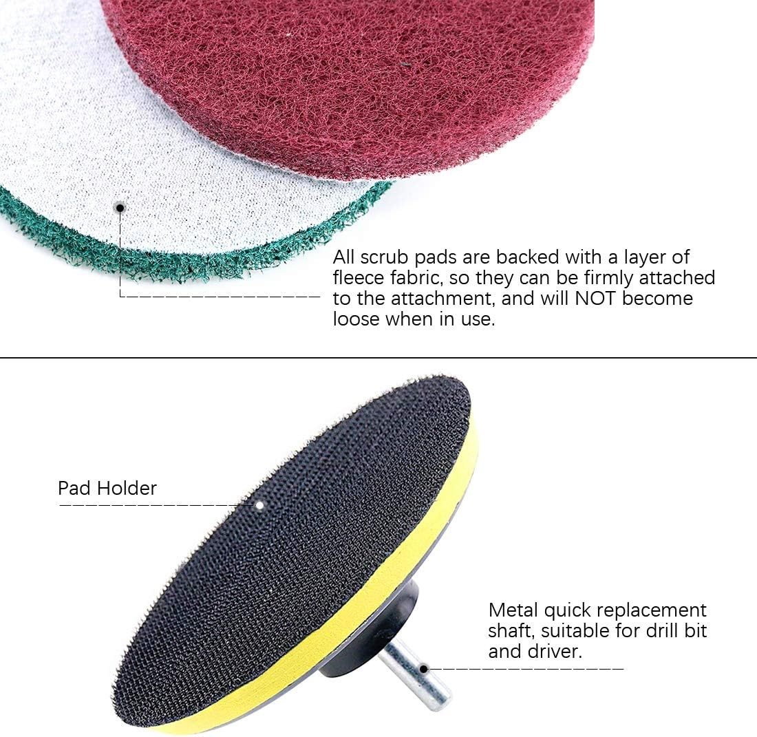 16Pcs 5-Inch Drill-Powered Scrubbing Pads Kit – Abrasive Cleaning Solution