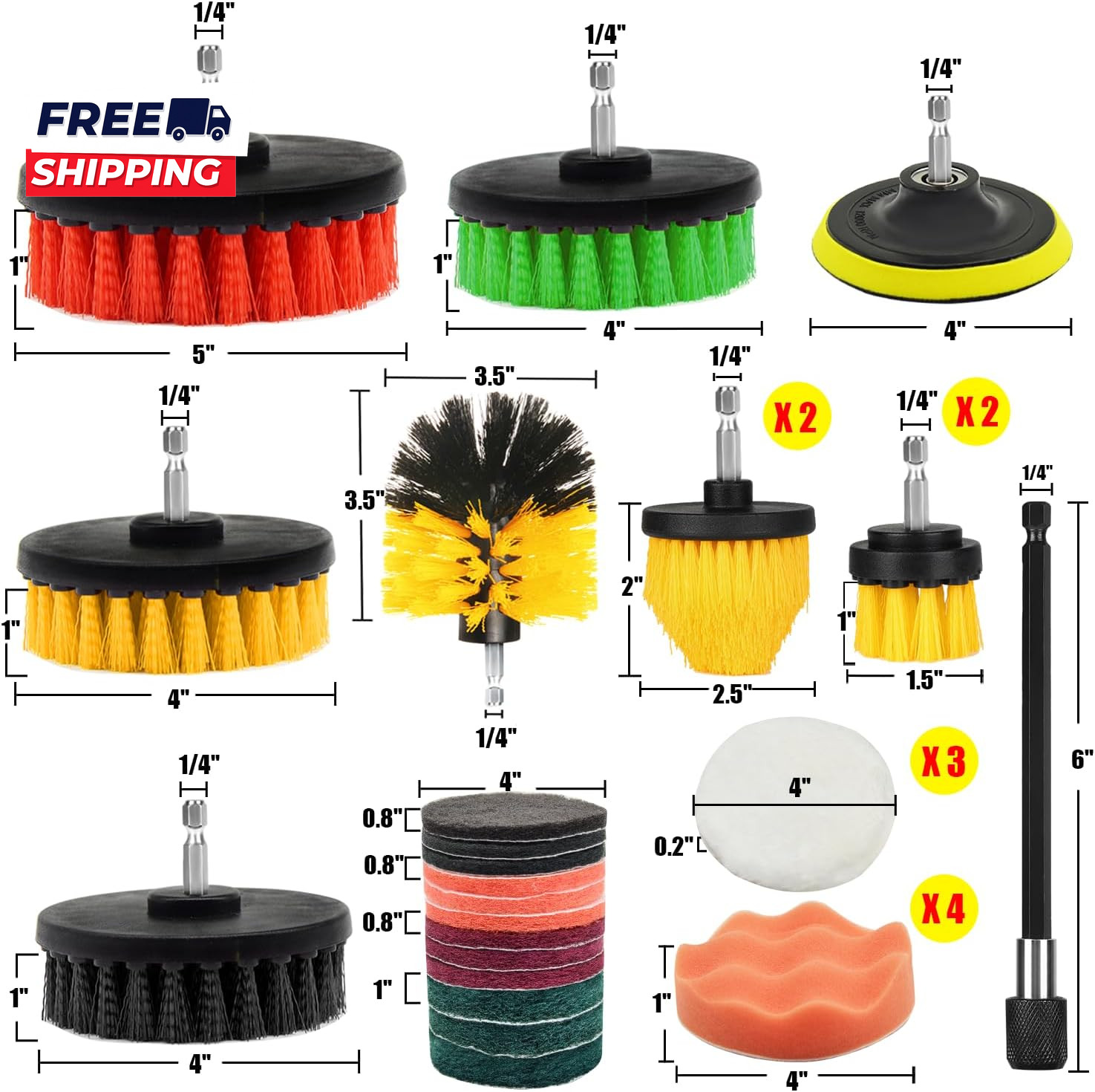 30Pcs Drill Brush Attachment Set Drill Scrubber Brush Kit Include Scrub Pads