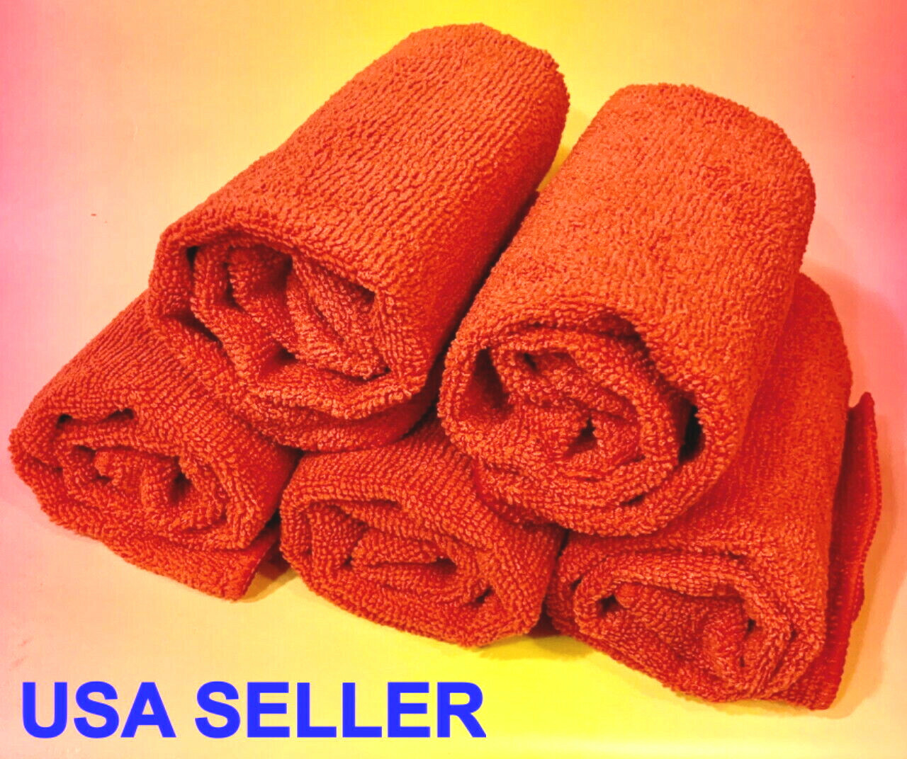 5 RED MICROFIBER CLEANING WASH CLOTH TOWEL RAG 16″x16″ : KITCHEN BATH BAR CAR