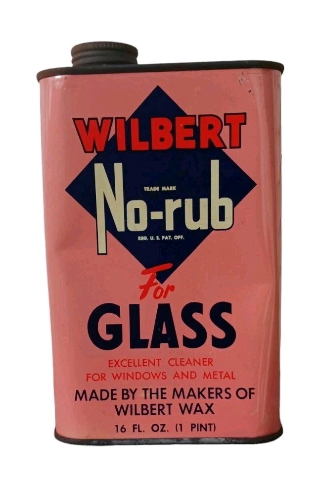 VTG Wilbert No Rub Glass & Metal Wax Cleaner Nearly Full Tin 16oz DISPLAY PROP