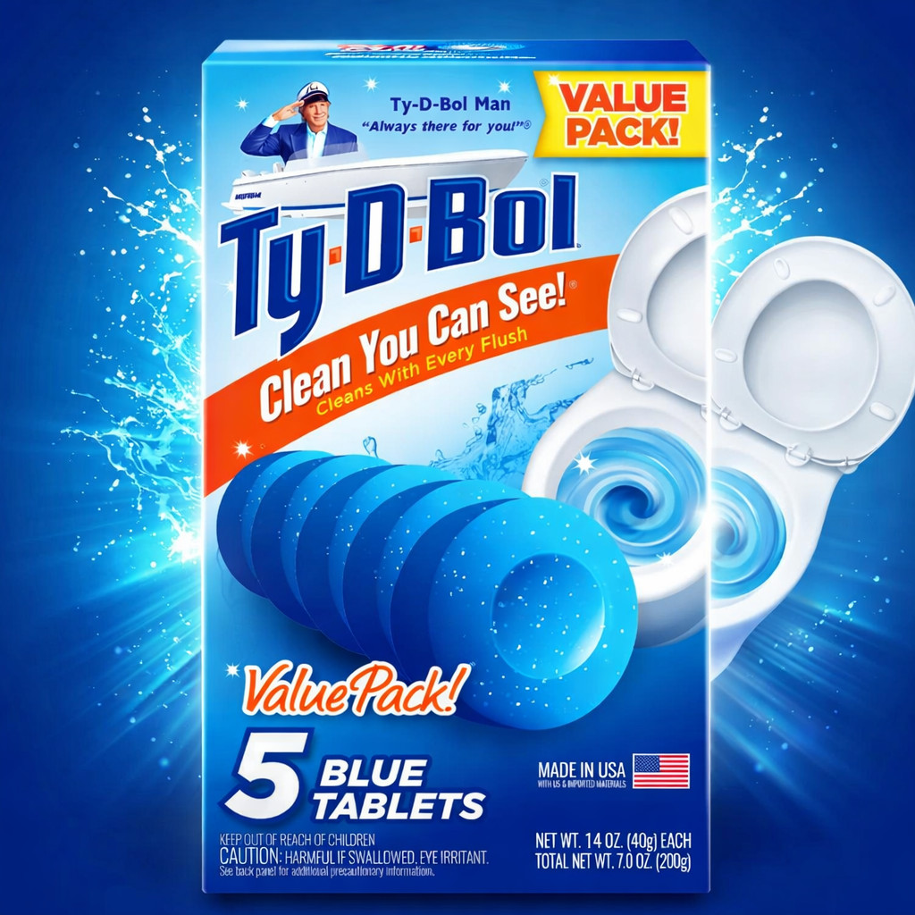 Ty-D-Bol Blue Tablets Value 5 Pack Automatic Toilet Bowl Cleaner Deodorizer Tabs