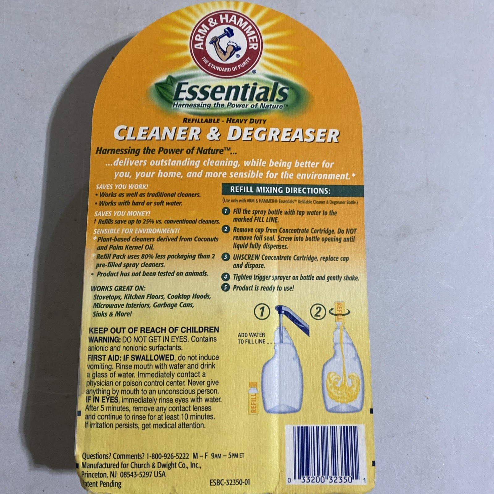 Arm & Hammer ESSENTIALS Cleaner & Degreaser REFILL X2 Concentrate Discontinued