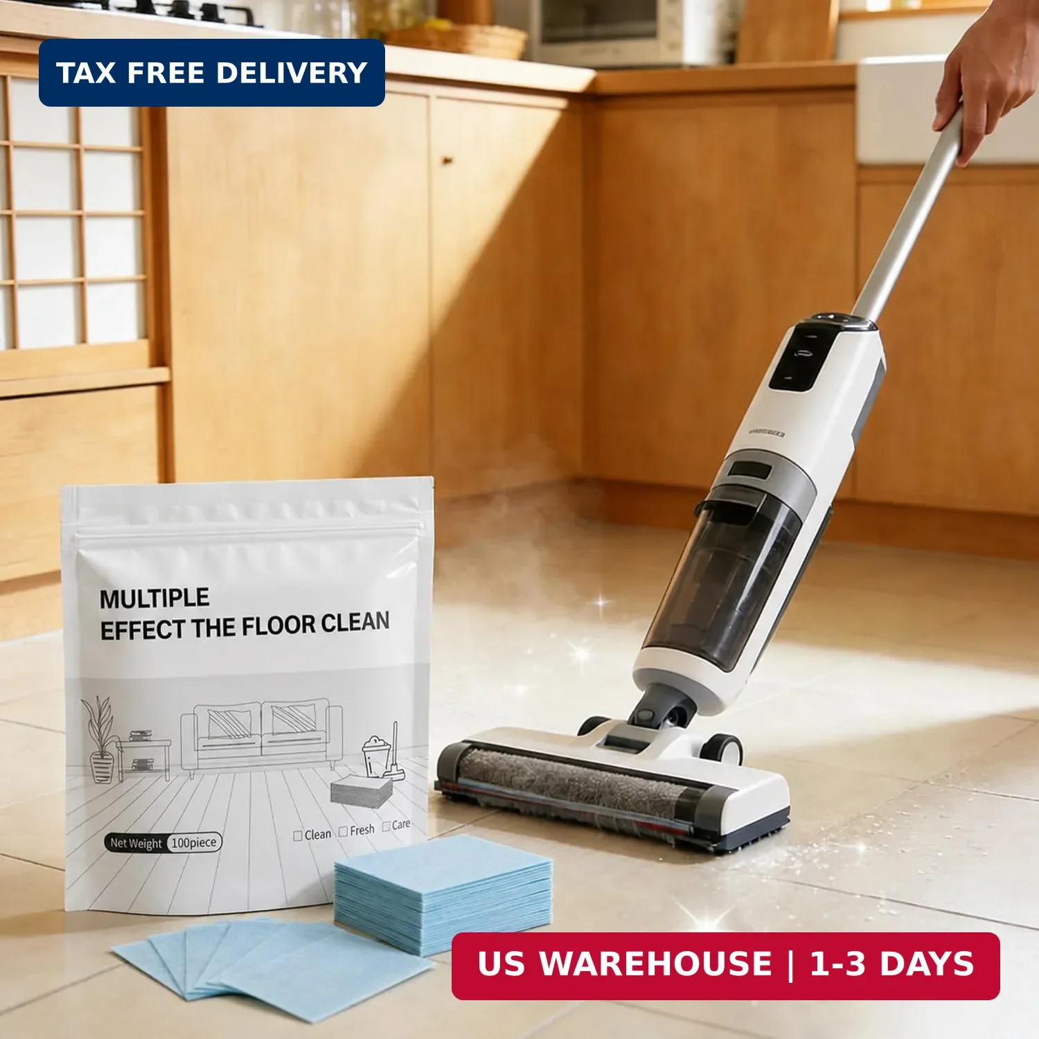2Pcs Multi Purpose Floor Cleaning Sheet,Quick Shine Floor Cleaner,Multiple Effec