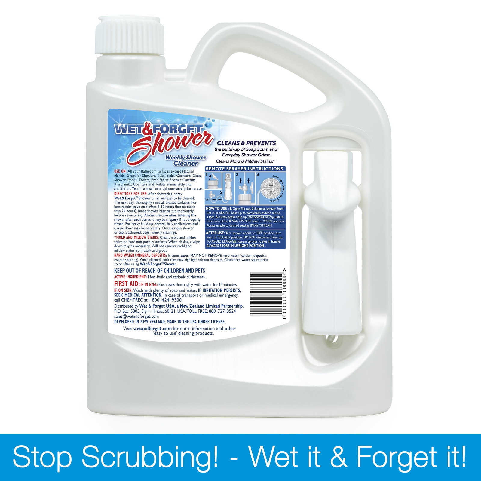 Wet & Forget Weekly Shower Cleaner, Vanilla Scent, 64 fl oz.NEW,USA.