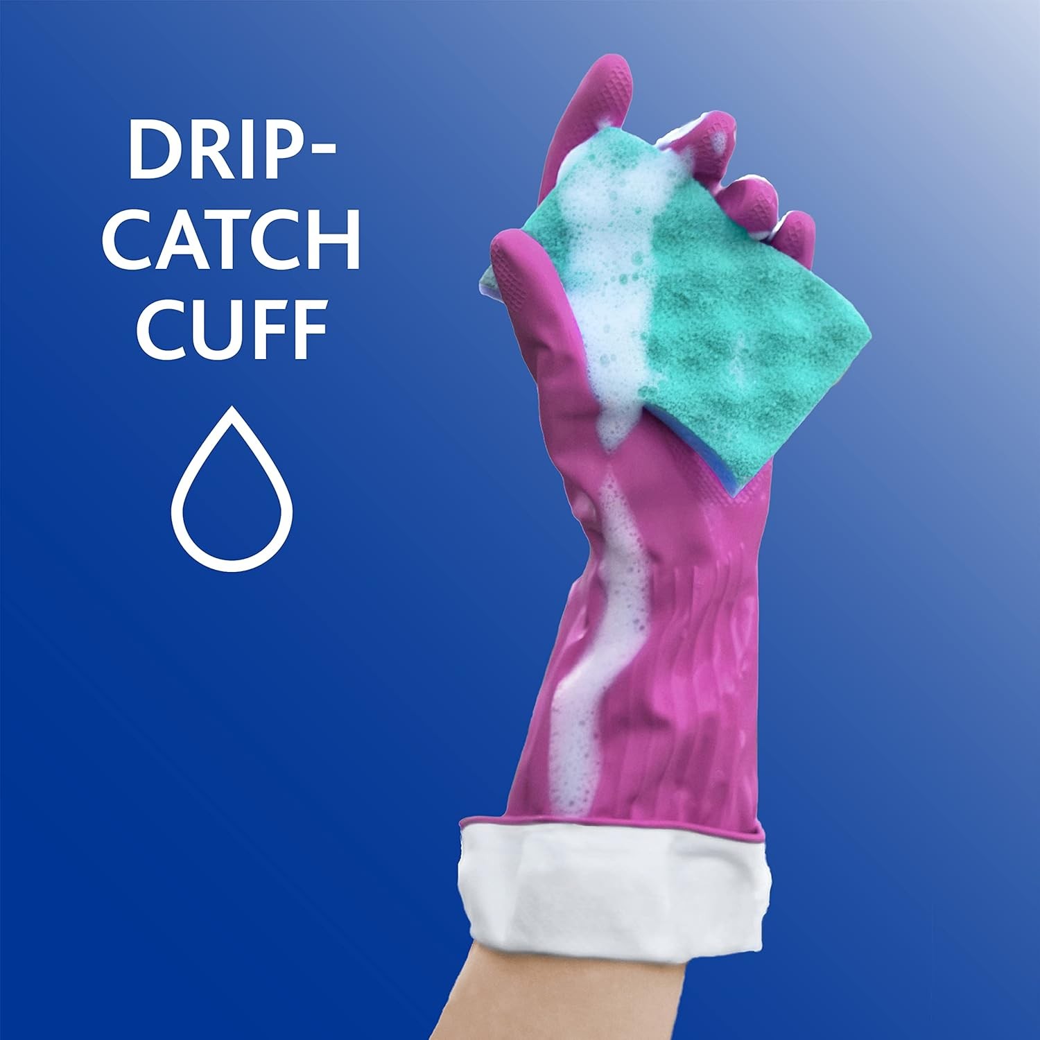 Living Drip-Catch Cuff Gloves, (Medium, 2 Pairs) Premium Protection Reusable